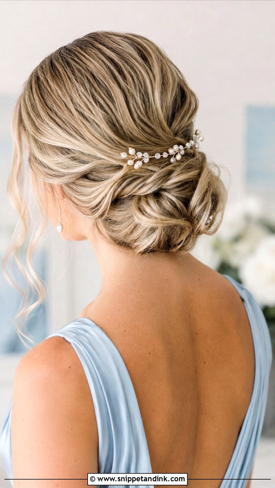 Low Bun With Hair Vine - Snippet and Ink - 20 Bridesmaid Low Bun Hairstyles