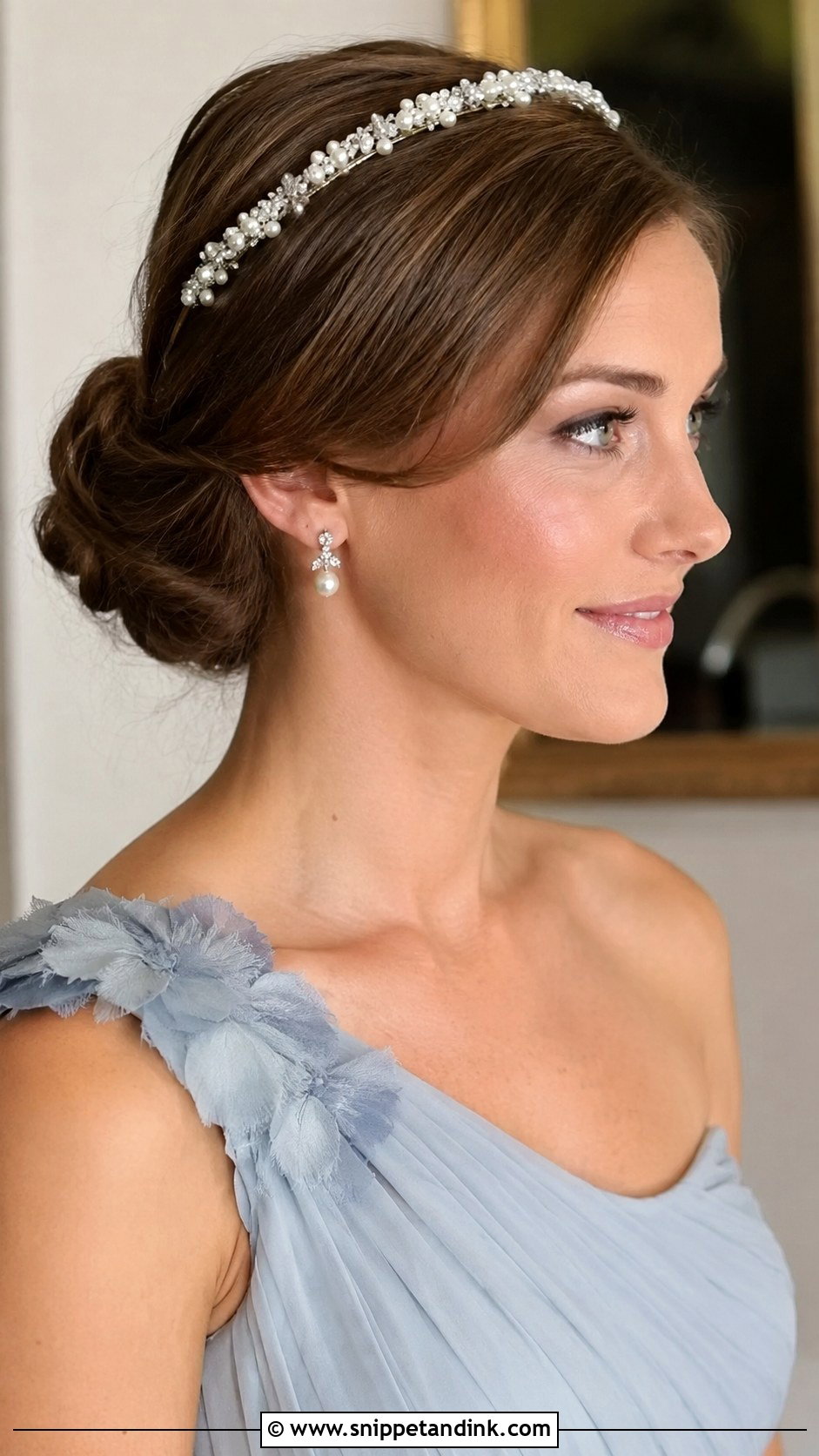 Low Bun With Headband - Snippet and Ink - 20 Low Bun Wedding Guest Hair Ideas