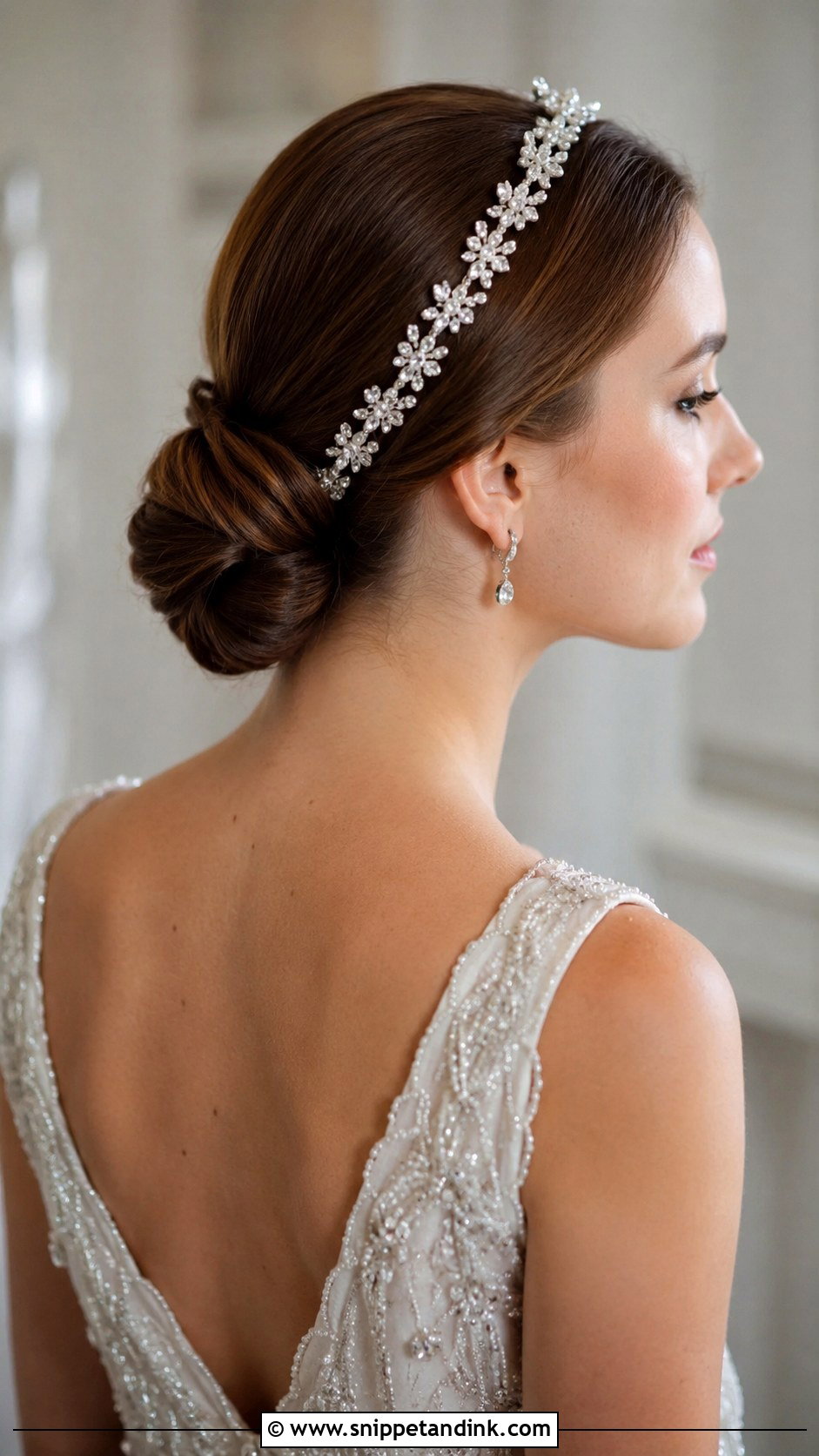 Low Bun With Headband - Snippet and Ink - 35 Low Bun Wedding Hair Ideas