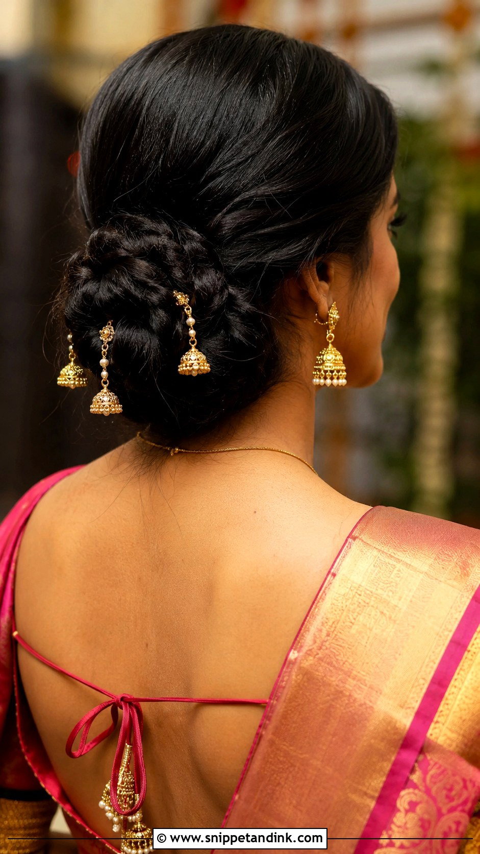 Low Bun With Jhumki Accessories - Snippet and Ink - 30 South Indian Bridal Hairstyles