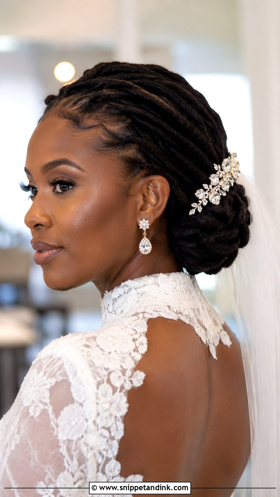 Low Bun With Locs - Snippet and Ink - 30 Dreadlock Wedding Hairstyles