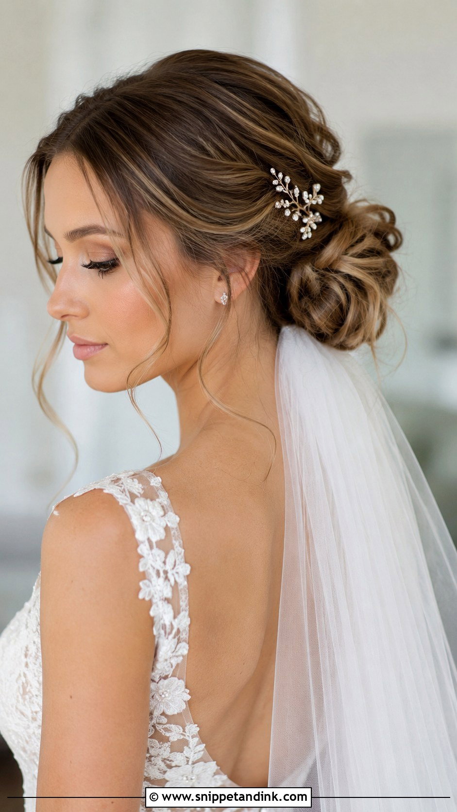 Low Bun With Loose Curls - Snippet and Ink - 30 Wedding Day Hair Ideas