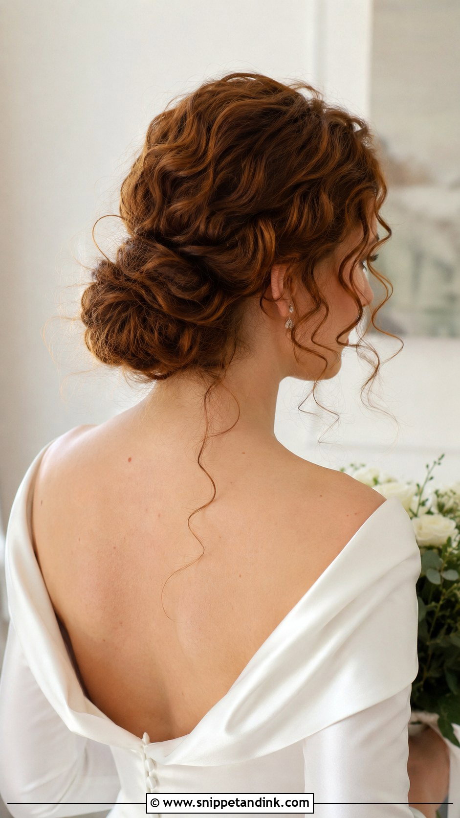 Low Bun With Loose Curls - Snippet and Ink - 35 Bun Hairstyles for Wedding