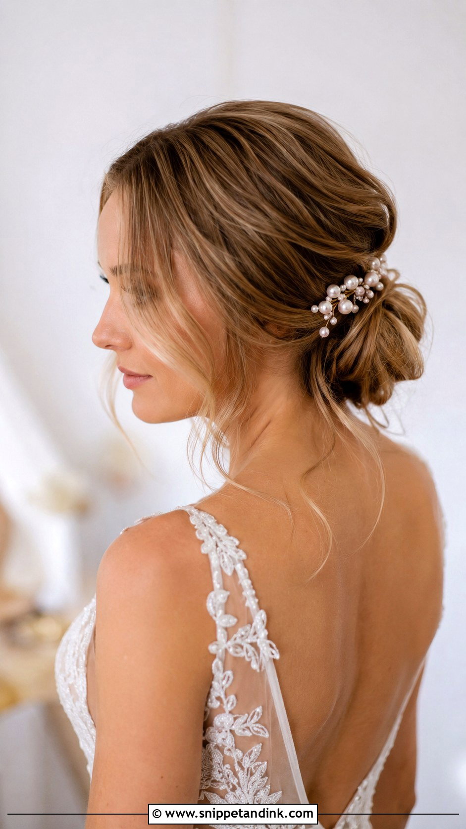 Low Bun With Loose Face Framing Pieces - Snippet and Ink - 20 Up Do Hairstyles for Weddings