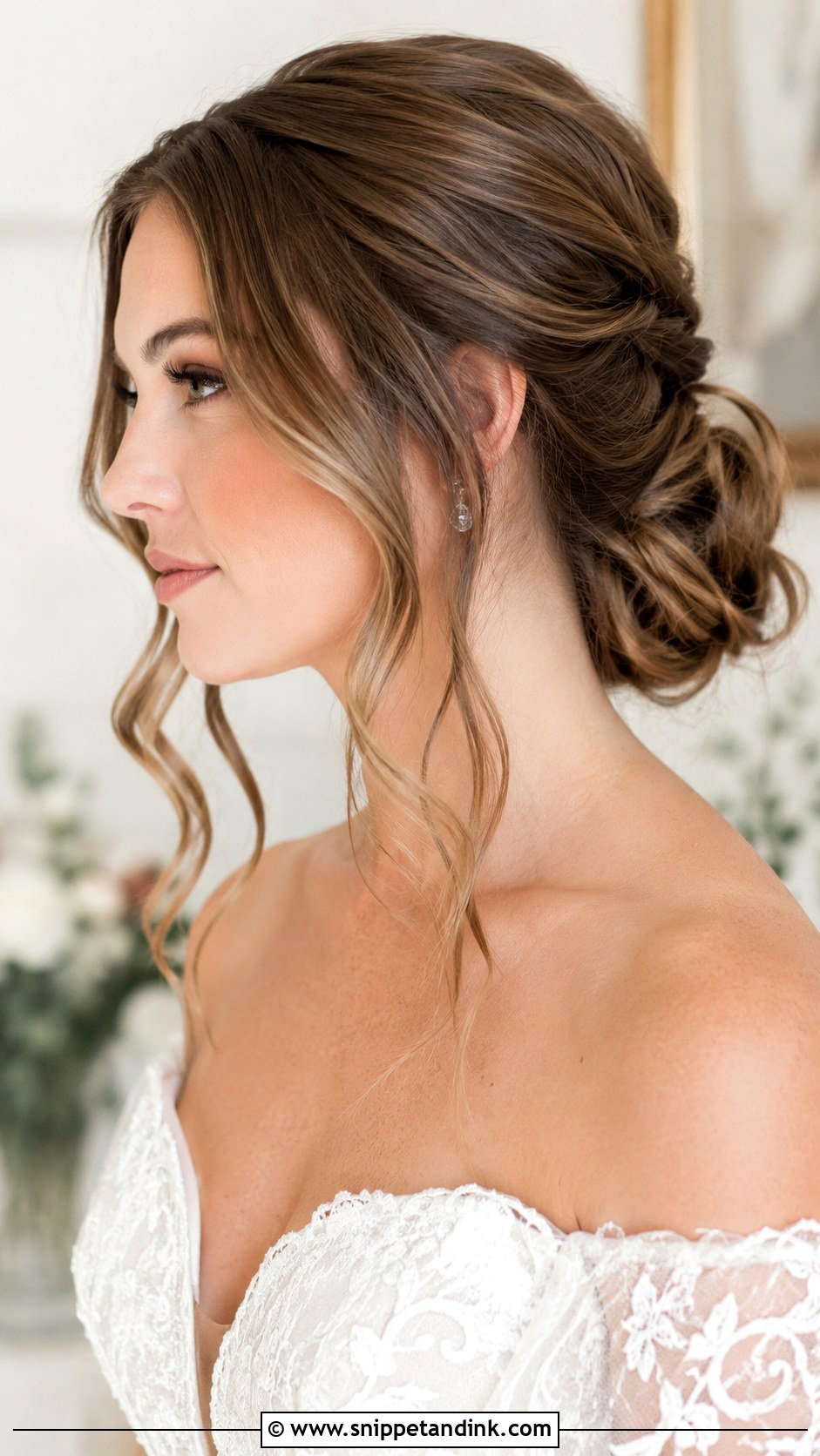 Low Bun With Loose Waves - Snippet and Ink - 25 Low Bun Wedding Hair Front View Ideas