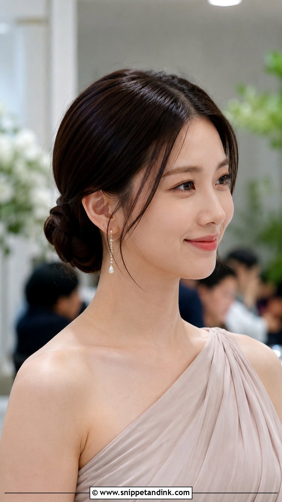 Low Bun With Middle Part Wedding Guest Hairstyle - Snippet and Ink - 15 Low Bun Wedding Guest Hairstyles