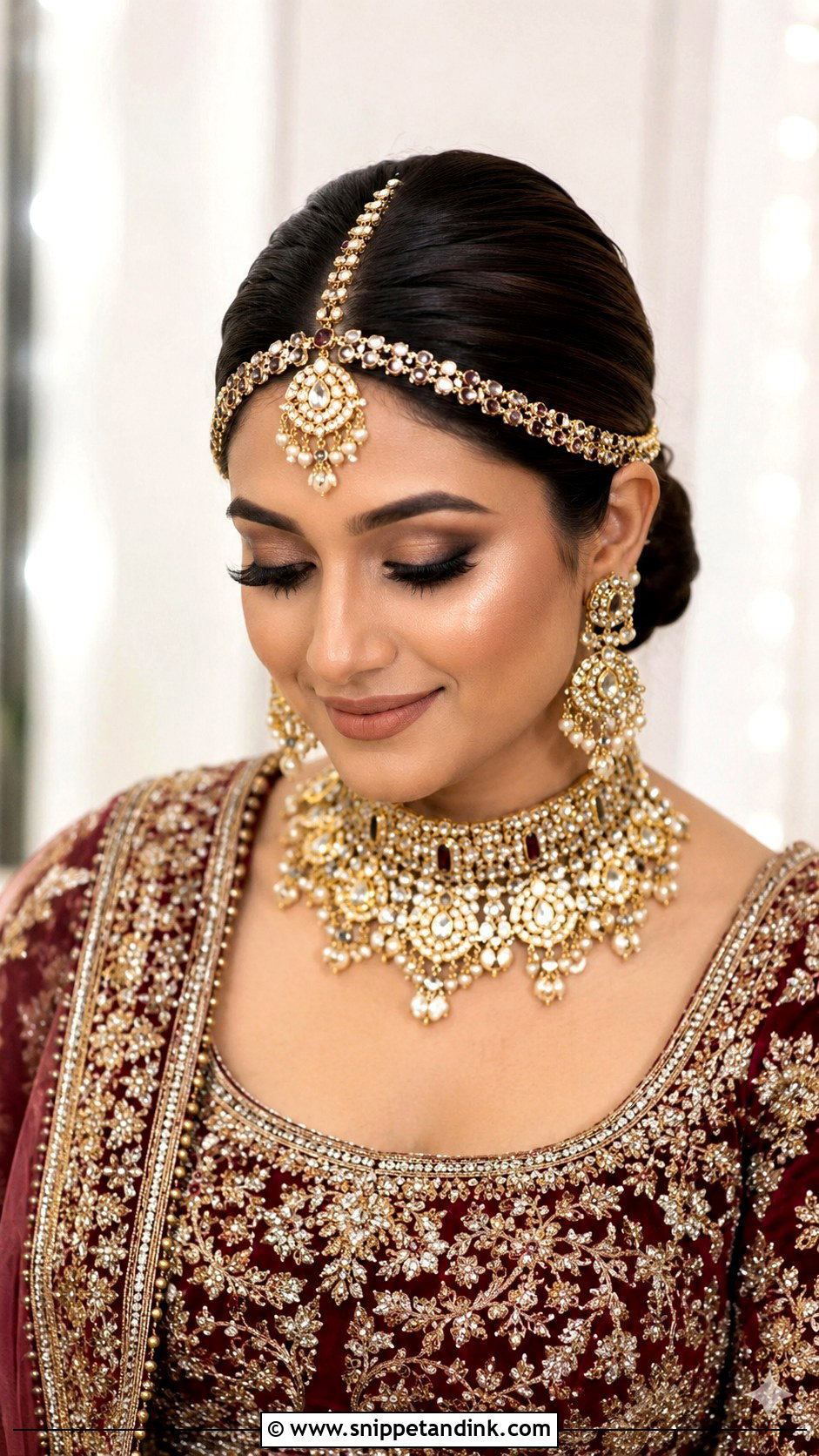 Low Bun With Middle Parting - Snippet and Ink - 20 Hairstyles for Desi Weddings