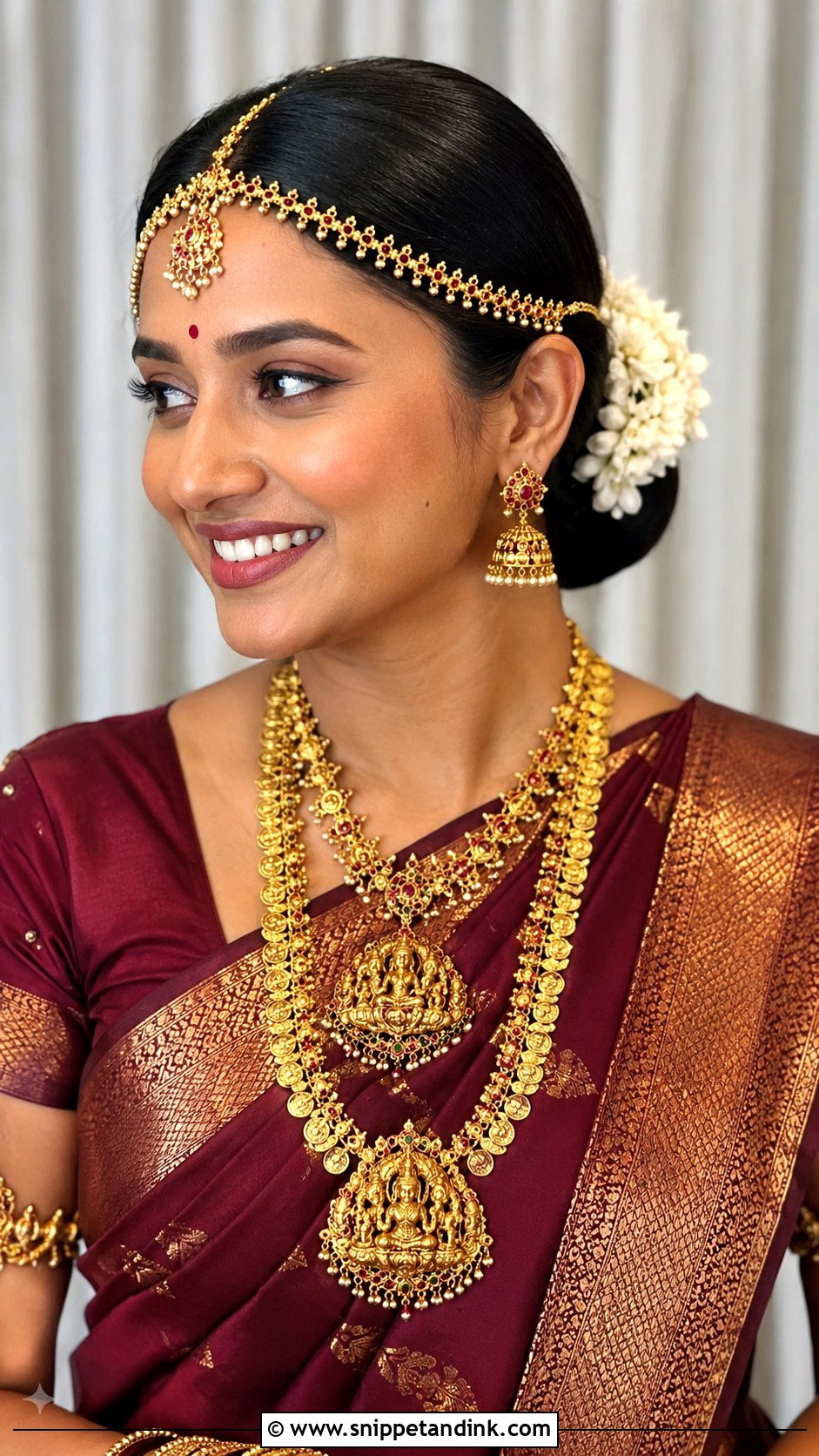 Low Bun With Nethichutti - Snippet and Ink - 25 Telugu Bride Hairstyles