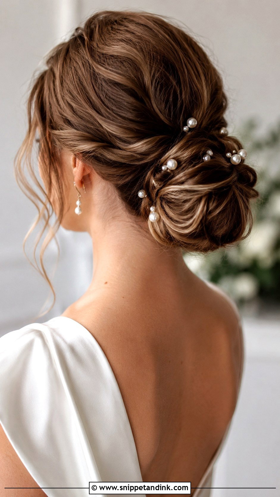 Low Bun With Pearl Pins - Snippet and Ink - 20 Low Bun Wedding Guest Hair Ideas