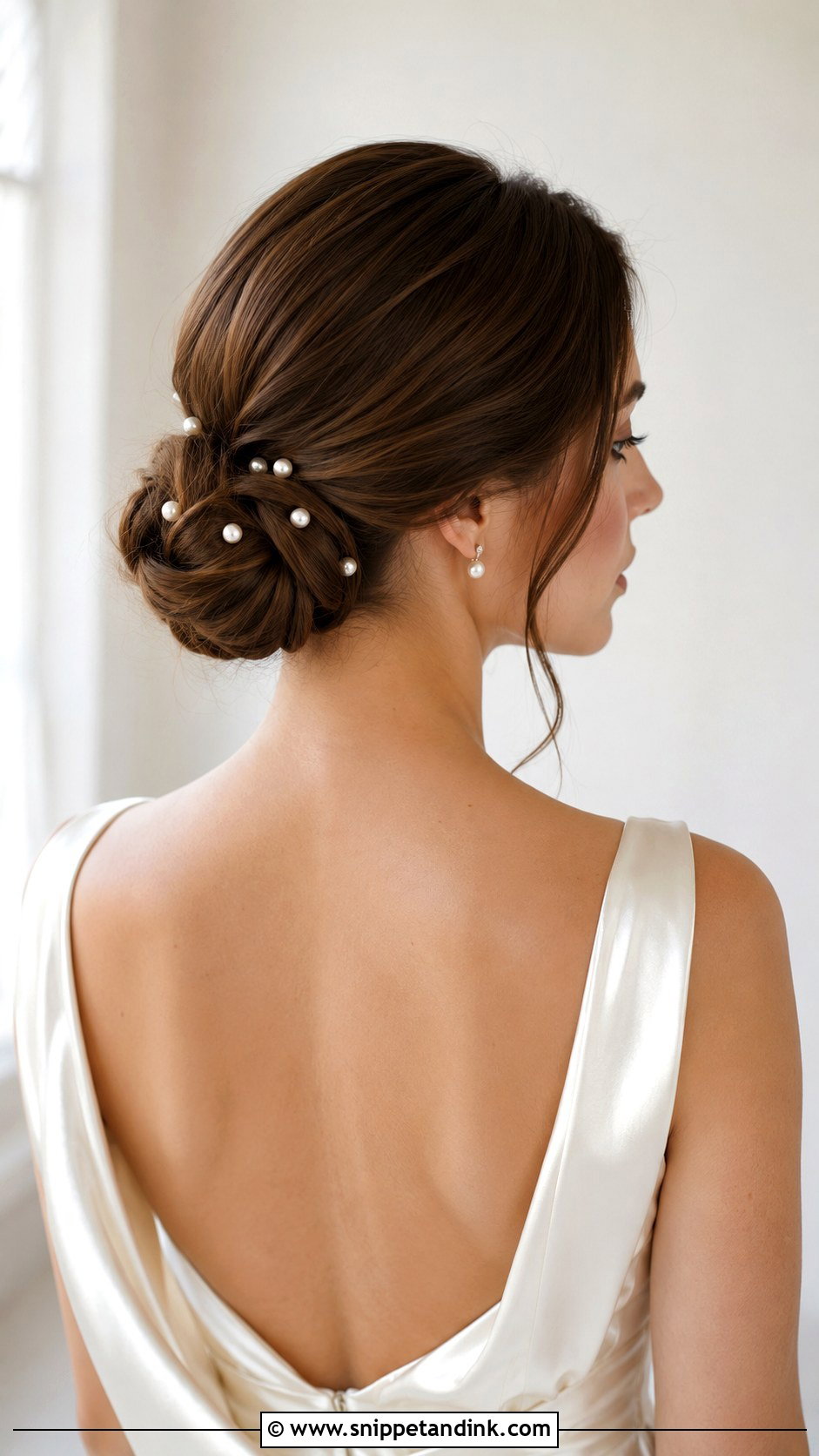 Low Bun With Pearl Pins - Snippet and Ink - 15 Wedding Hairstyles Accessories