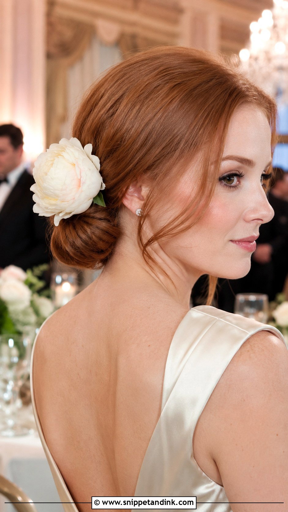 Low Bun With Peonies - Snippet and Ink - 20 Bride Hair Flowers