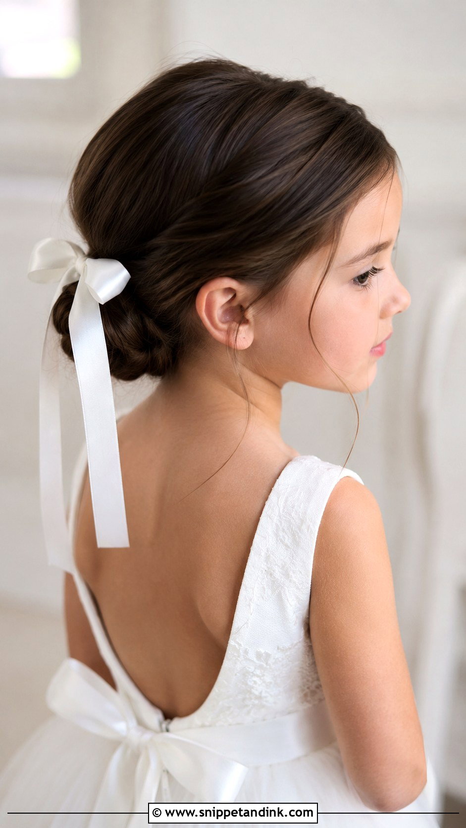 Low Bun With Ribbon - Snippet and Ink - 30 Kids Hairstyles for Wedding