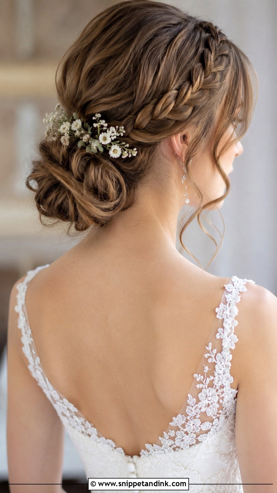 Low Bun With Side Braid - Snippet and Ink - 20 Wedding Hair Styles Updo