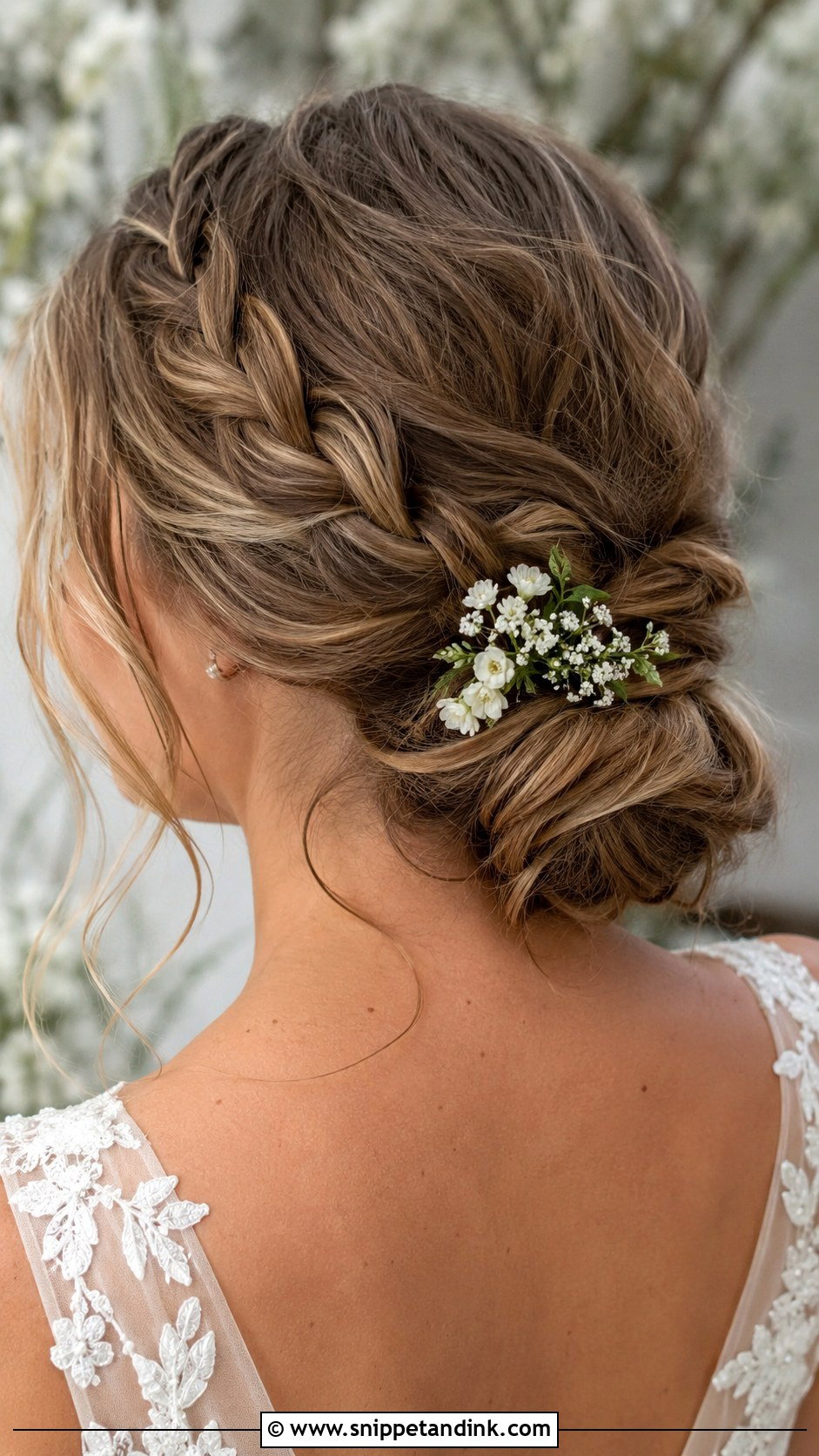 Low Bun With Side Braid - Snippet and Ink - 25 Wedding Bun Hairstyle Ideas