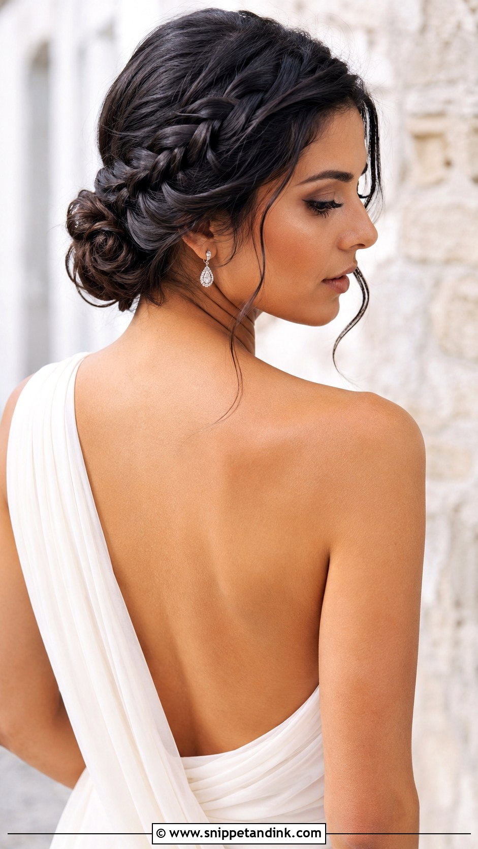 Low Bun With Side Braid - Snippet and Ink - 20 Cute Bun Hairstyles for Wedding