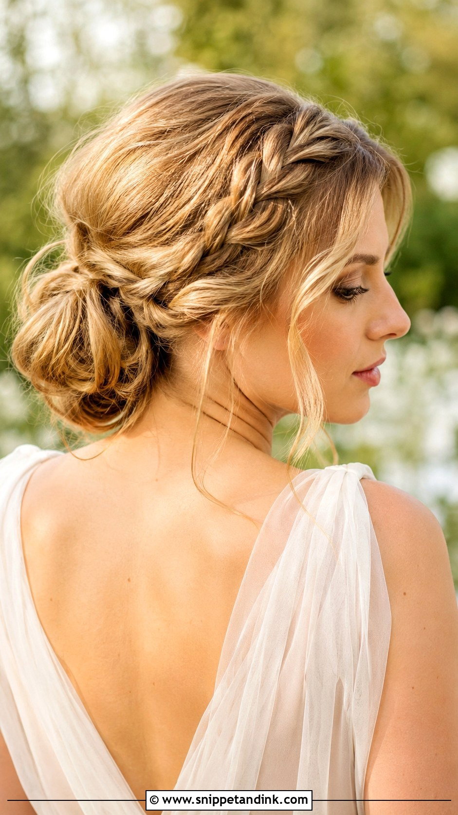 Low Bun With Side Braid - Snippet and Ink - 20 Low Bun Wedding Guest Hair Ideas