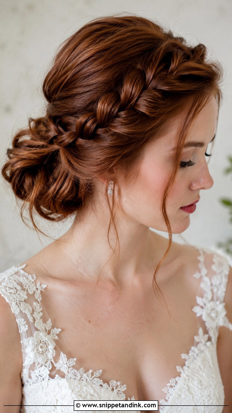 Low Bun With Side French Braid - Snippet and Ink - 25 Low Bun Wedding Hair Front View Ideas