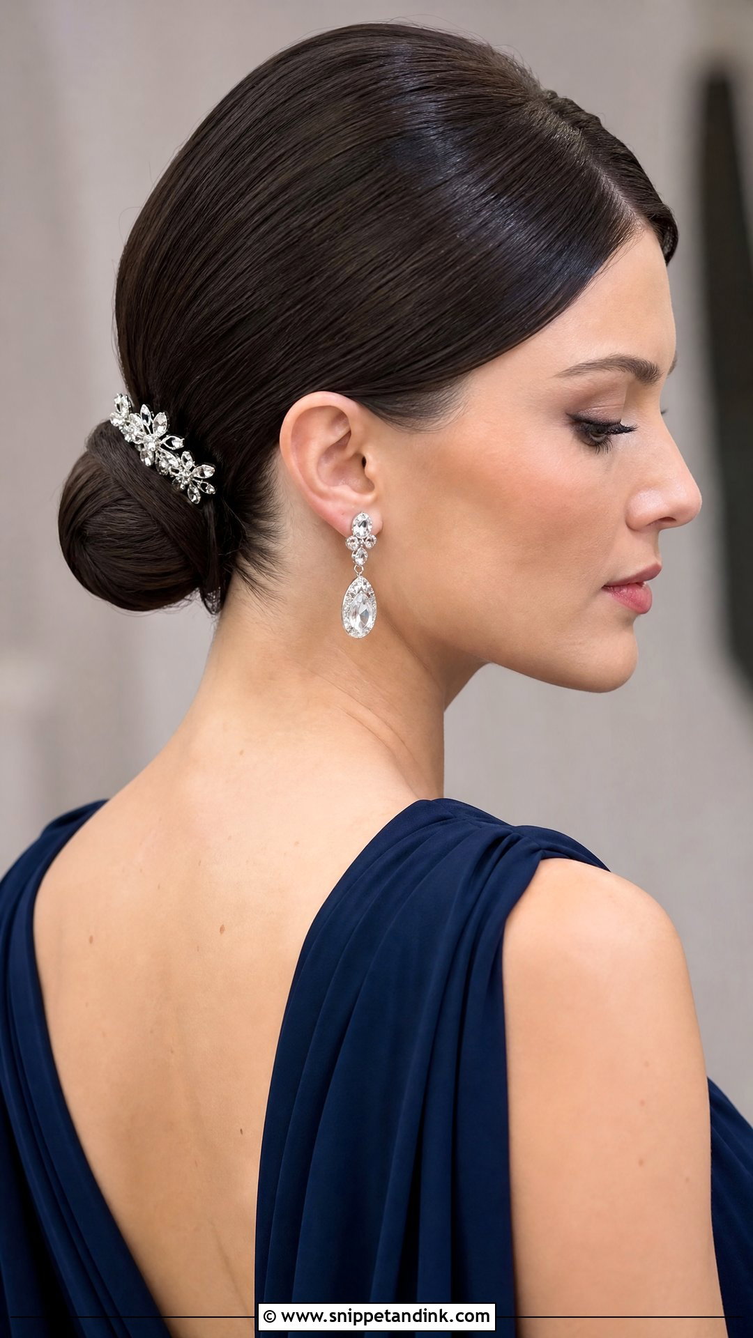 Low Bun With Side Part - Snippet and Ink - 20 Hairstyles for Bride Sister