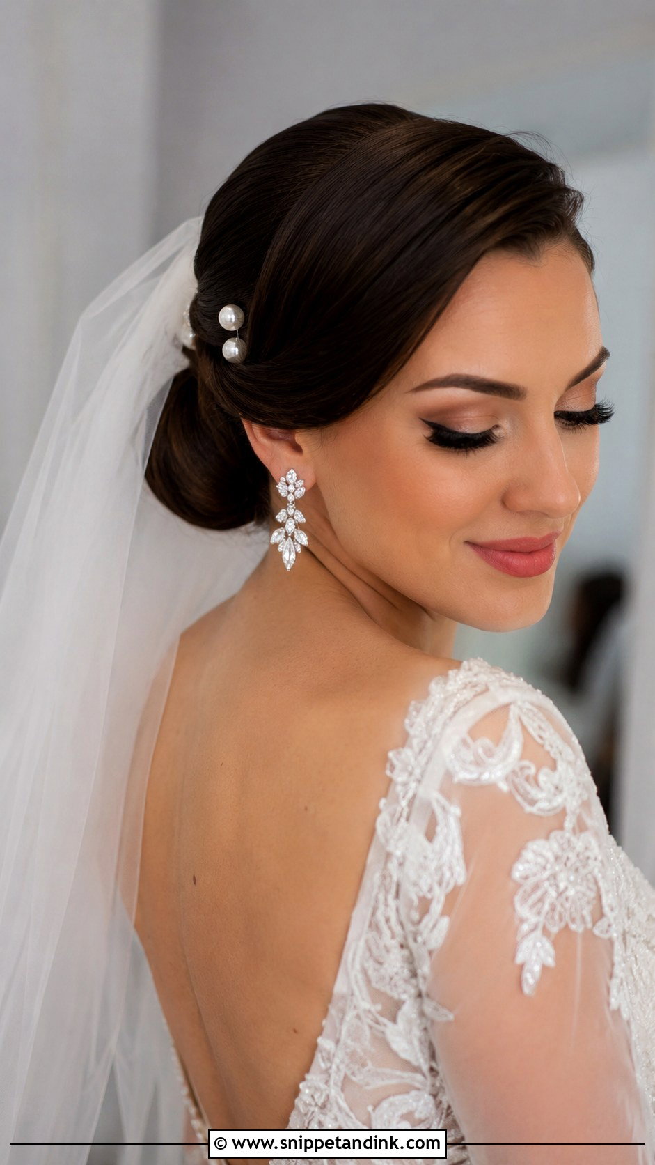 Low Bun With Side Part - Snippet and Ink - 25 Vintage Wedding Hairstyles