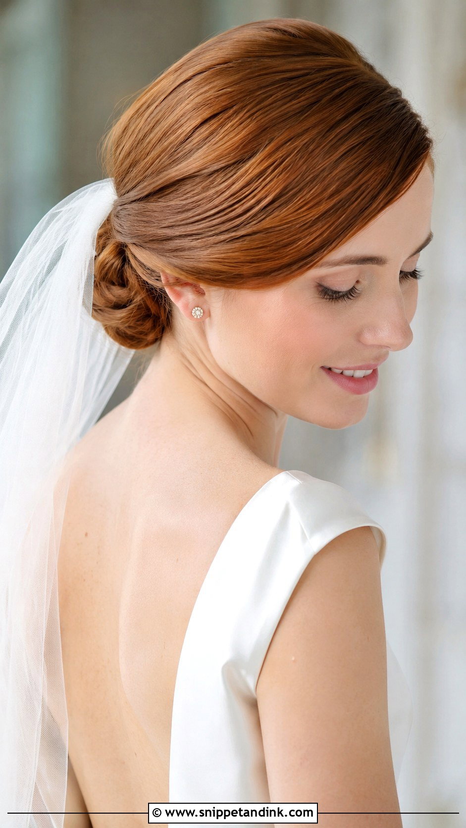 Low Bun With Side Part - Snippet and Ink - 35 Bridal Updo Ideas
