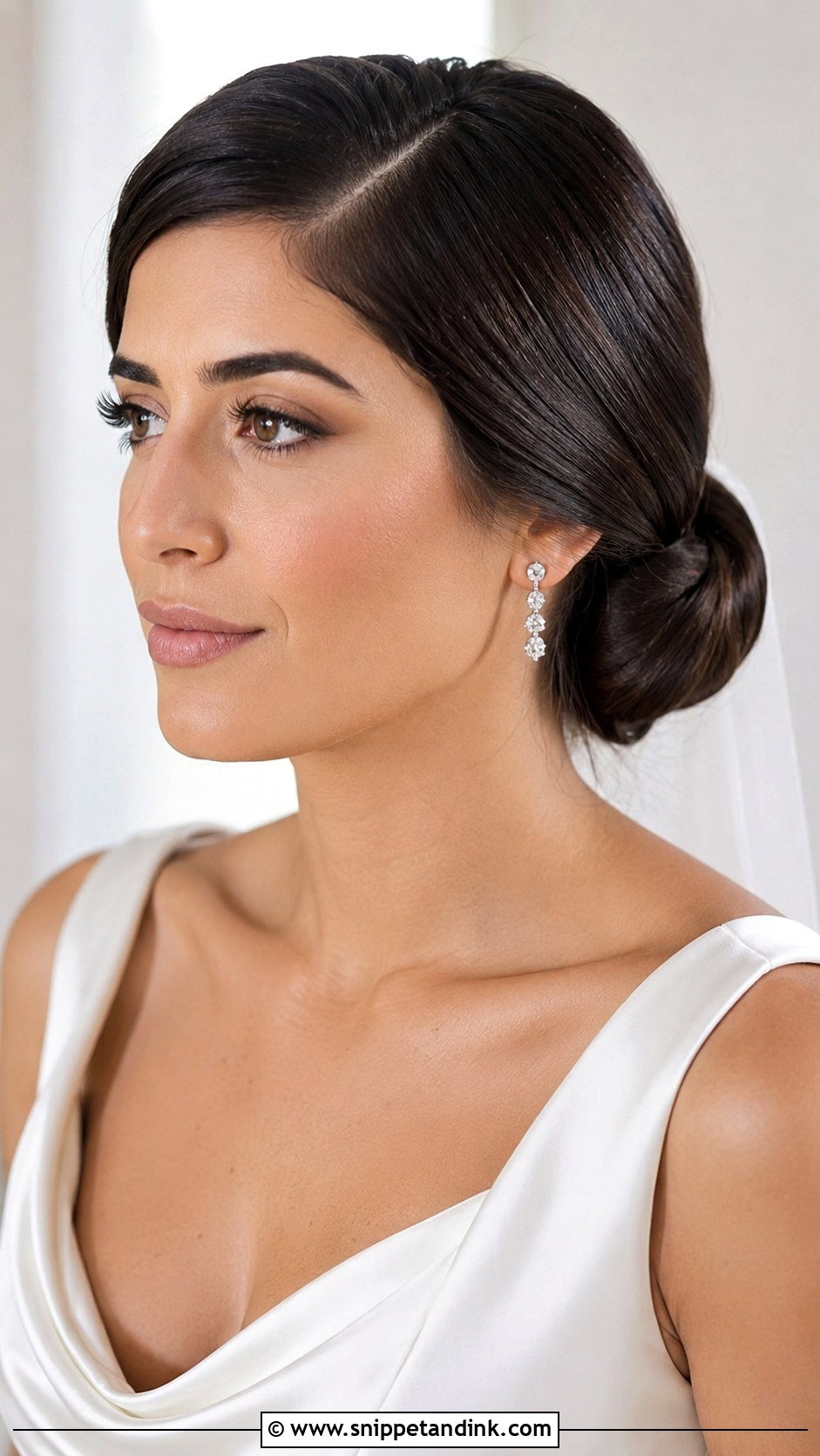Low Bun With Side Part Bride Updo For Long Hair - Snippet and Ink - 20 Bride Updo Hairstyles for Long Hair