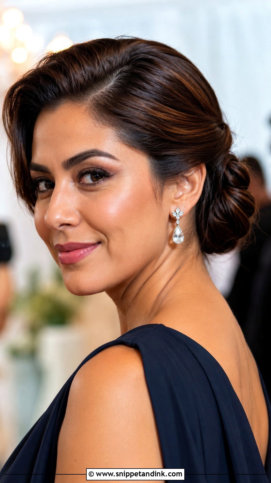 Low Bun With Side Part Wedding Guest Hairstyle - Snippet and Ink - 15 Low Bun Wedding Guest Hairstyles
