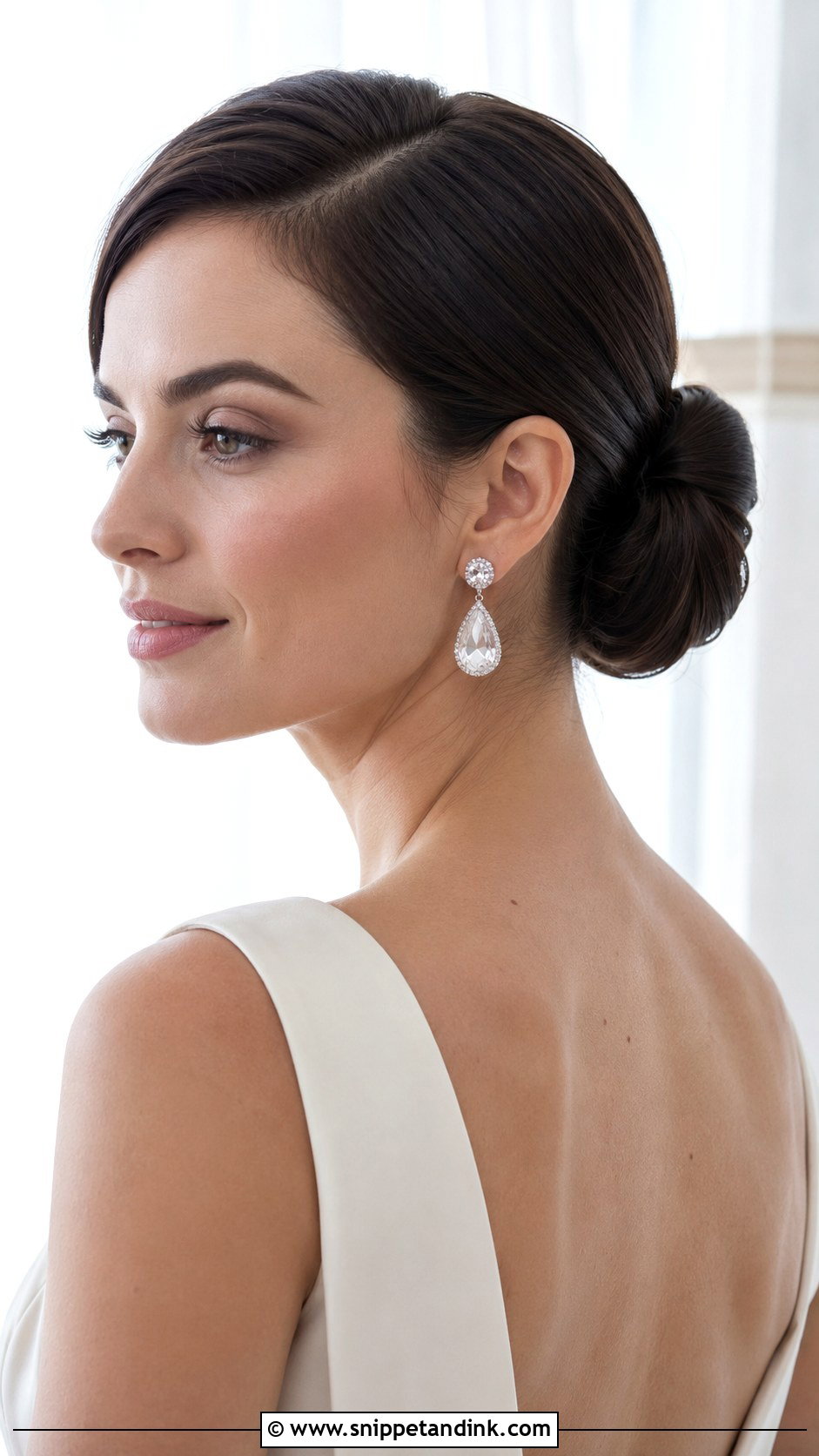 Low Bun With Side Part Wedding Hairstyle - Snippet and Ink - 25 Best Wedding Hairstyles