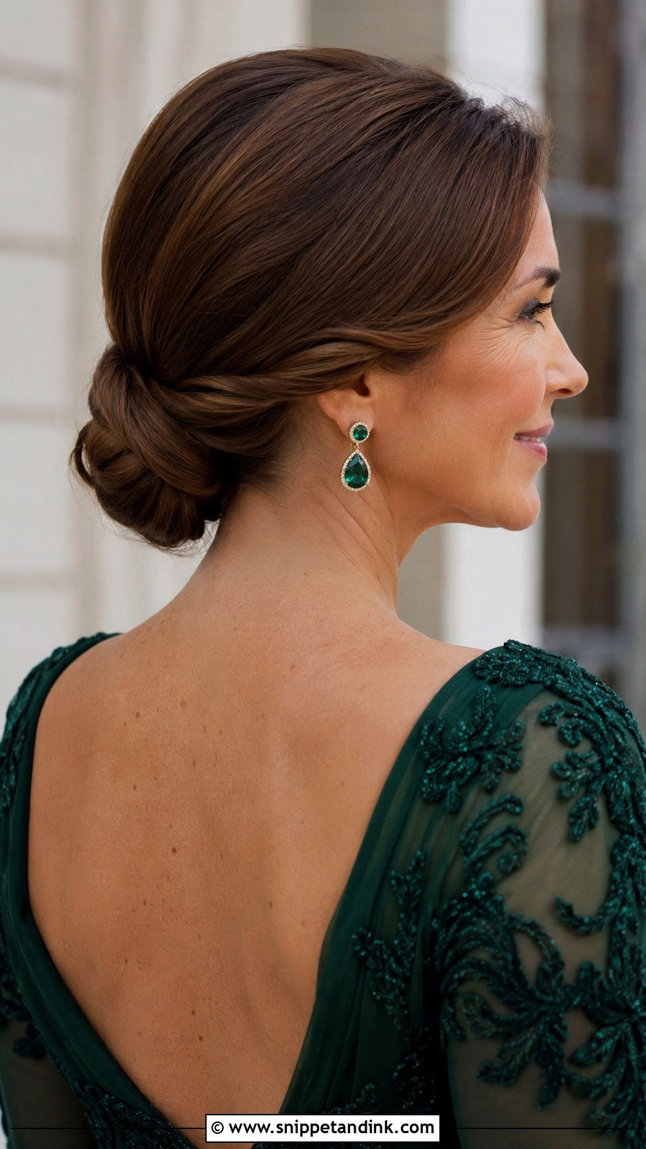Low Bun With Side Part for Mother of the Groom - Snippet and Ink - 20 Hair Styles for Mother of the Groom