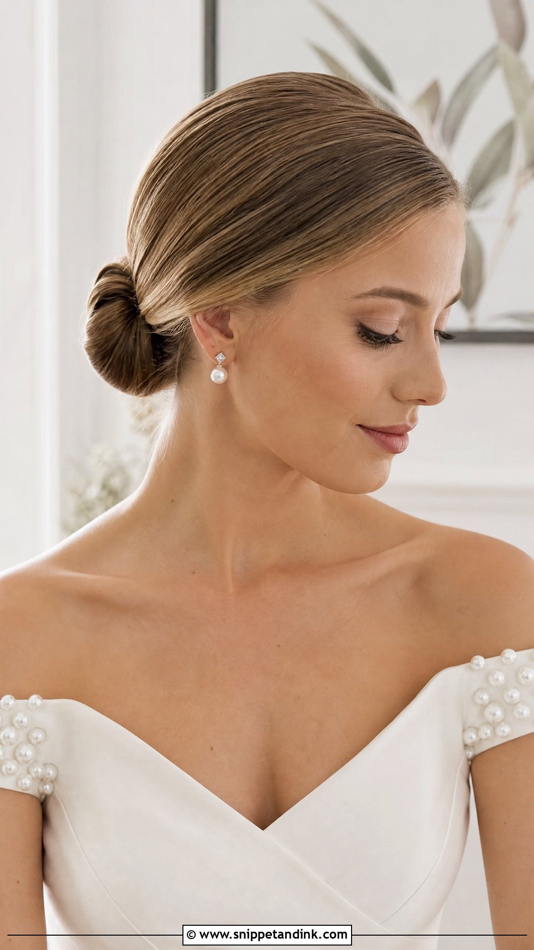Low Bun With Side Part - Snippet and Ink - 20 Classic Bridal Hair Ideas