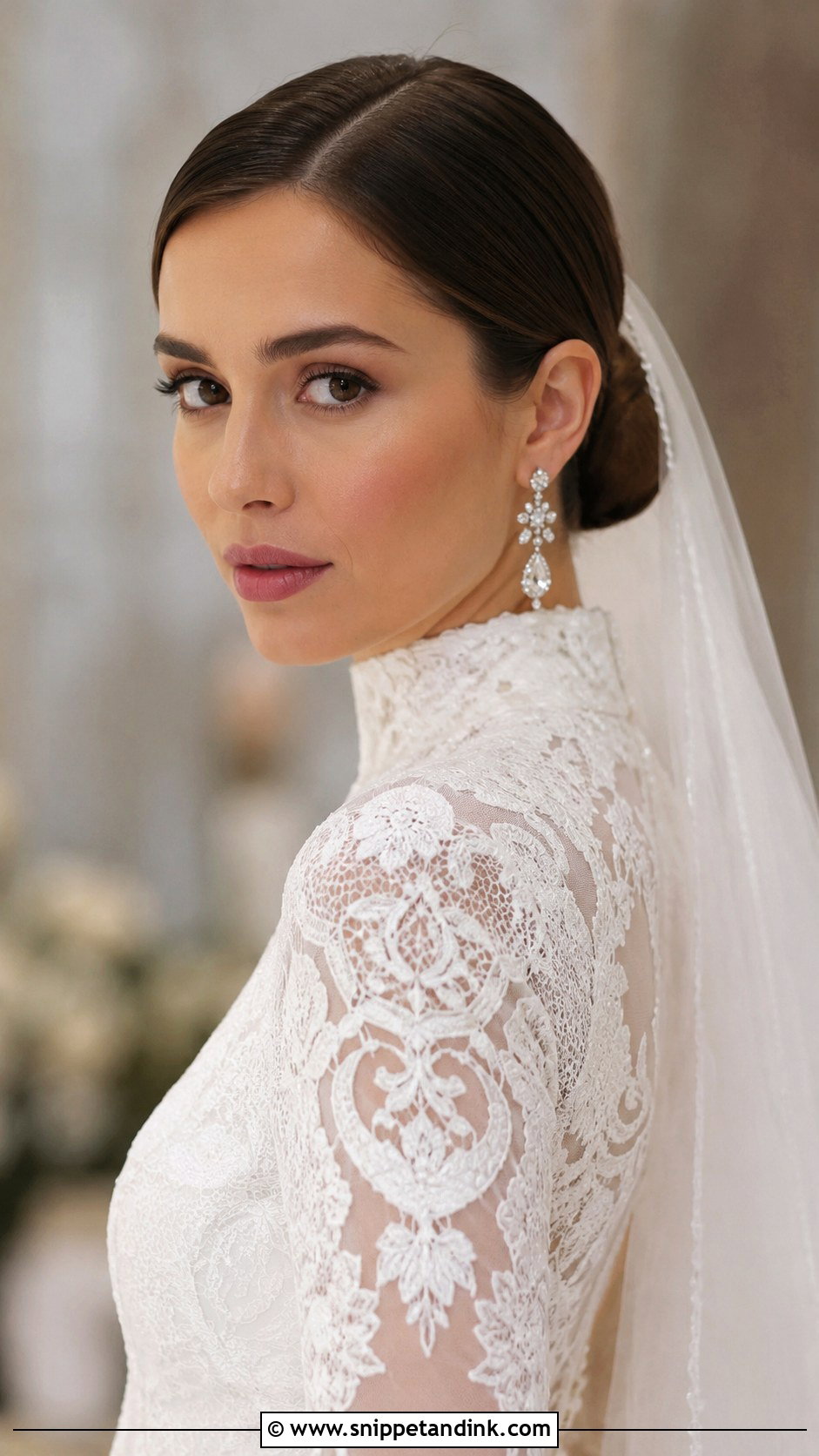 Low Bun With Sleek Straight Strands - Snippet and Ink - 20 Straight Hair for Wedding Ideas