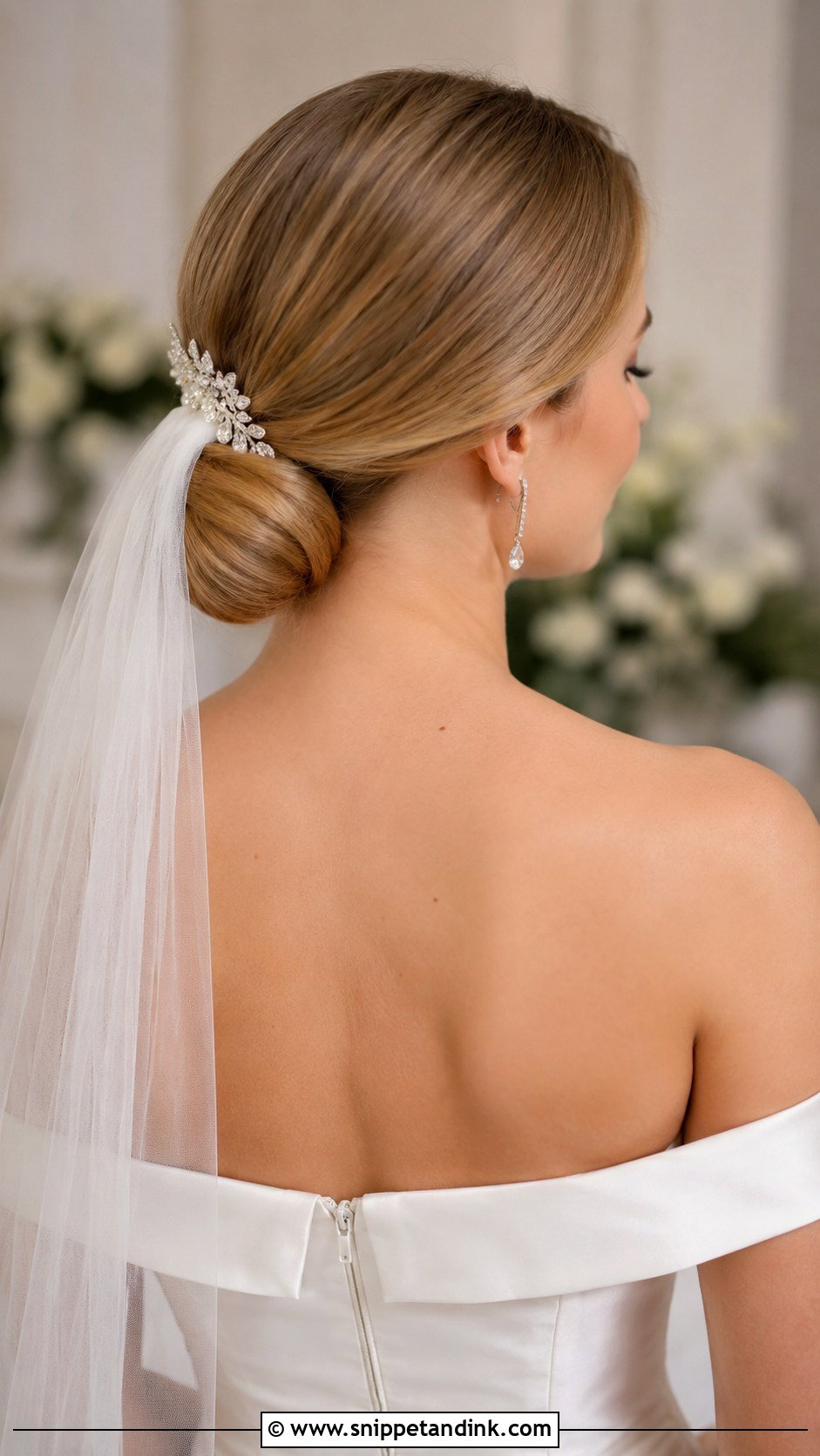 Low Bun With Straight Hair - Snippet and Ink - 25 Straight Wedding Hair Ideas
