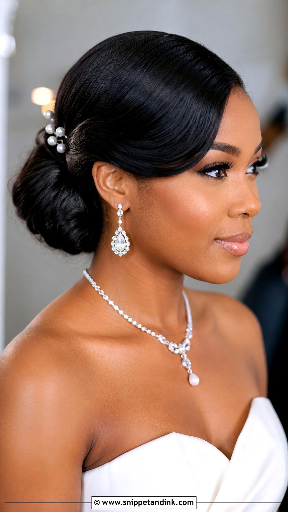 Low Bun With Swoop - Snippet and Ink - 30 Black Bridal Hairstyles