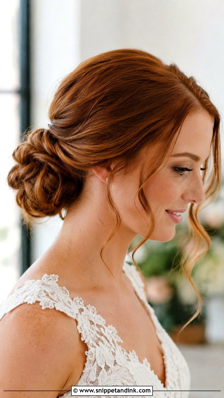 Low Bun With Tendrils - Snippet and Ink - 30 Bridal Hair Buns