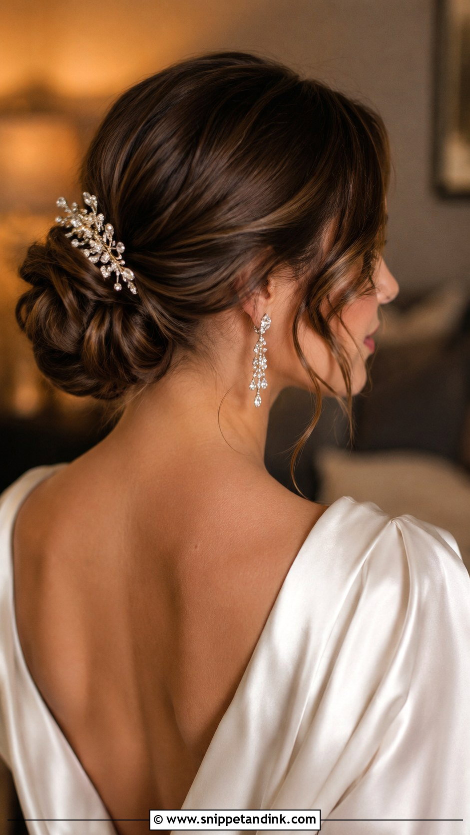 Low Bun With Tendrils Wedding Hairstyle - Snippet and Ink - 25 Long Wedding Hairstyles