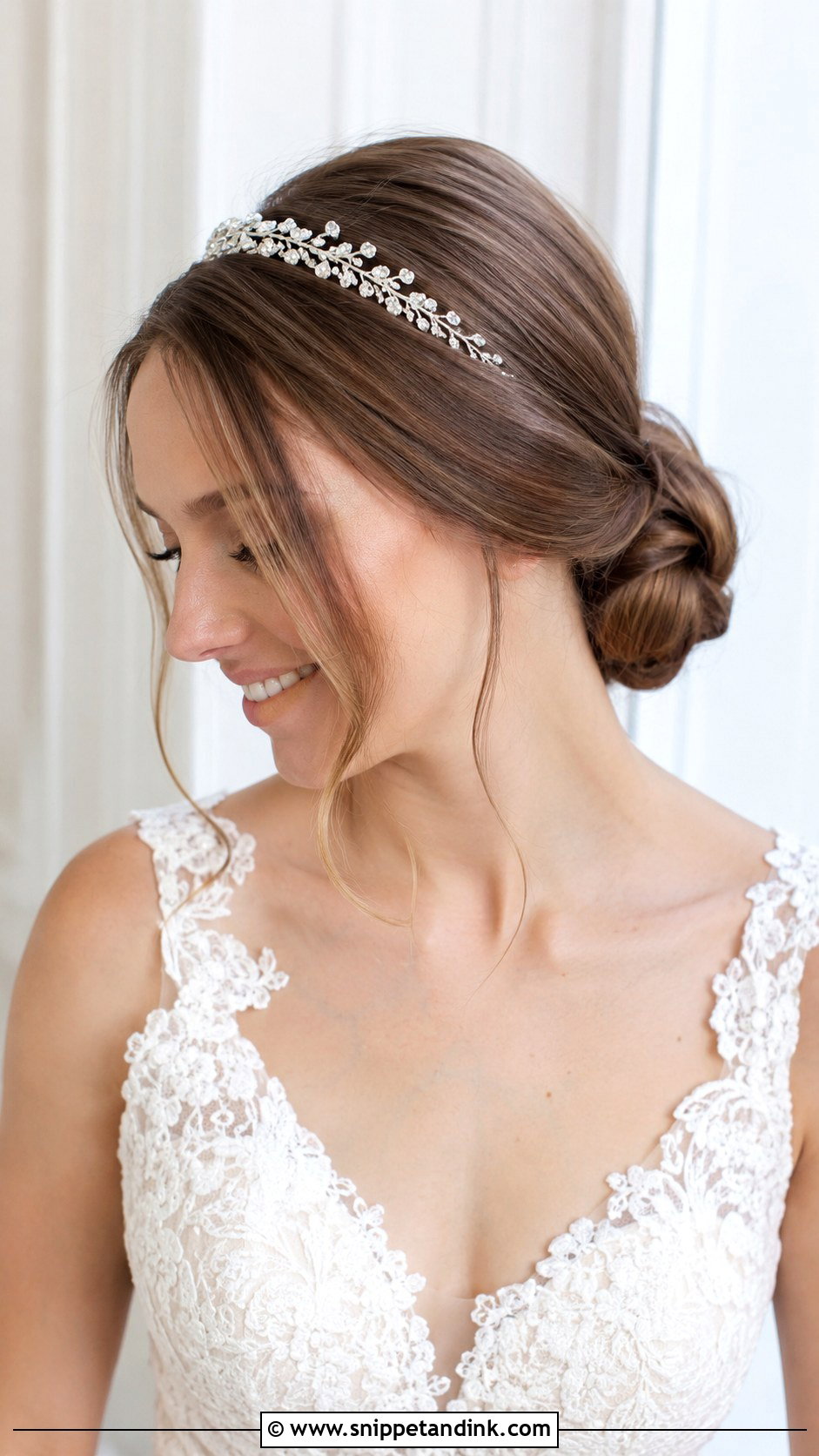 Low Bun With Tiara - Snippet and Ink - 25 Wedding Tiara Hairstyles