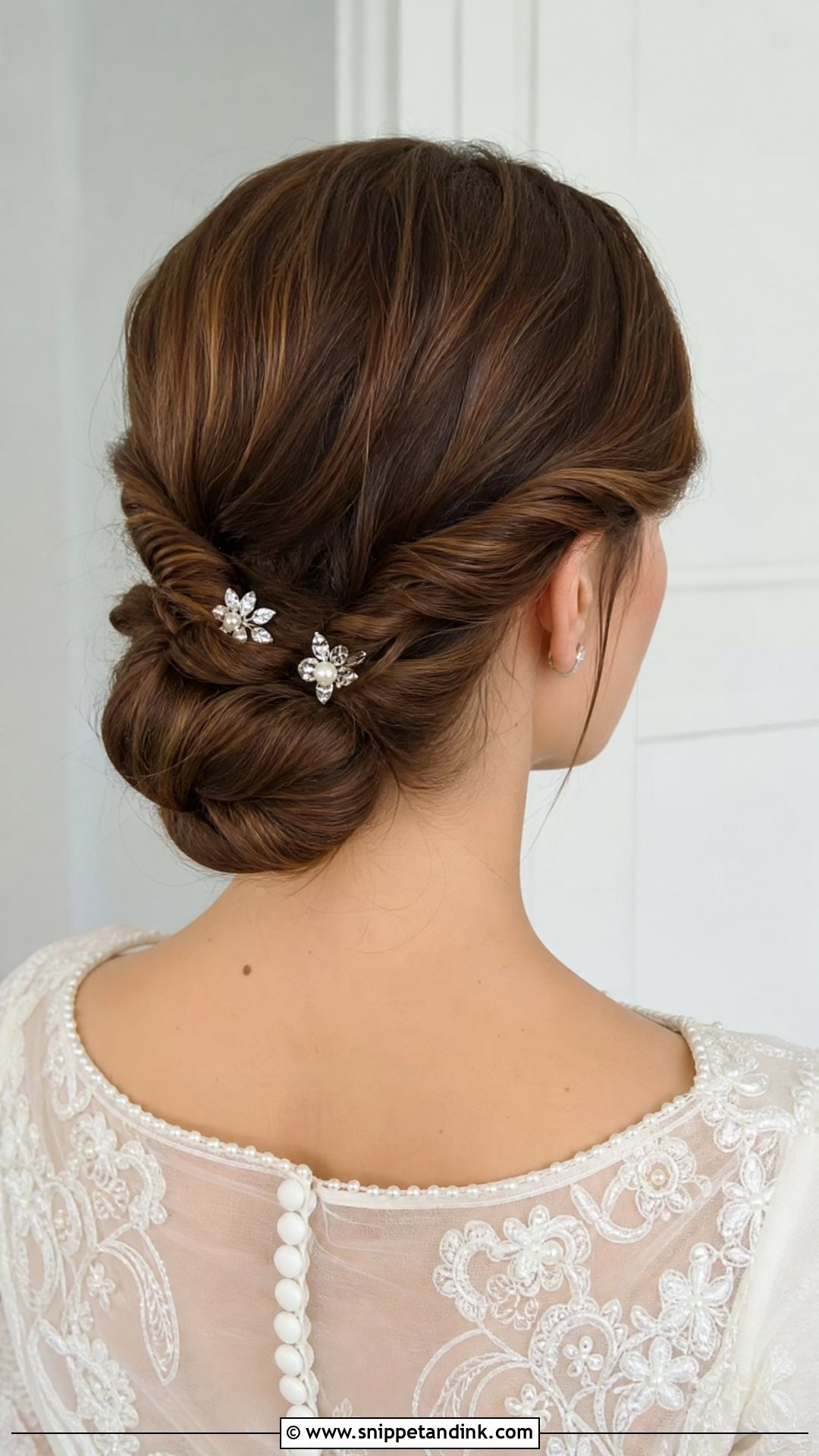 Low Bun With Twisted Sides - Snippet and Ink - 20 Sleek Low Bun Wedding Hair Ideas