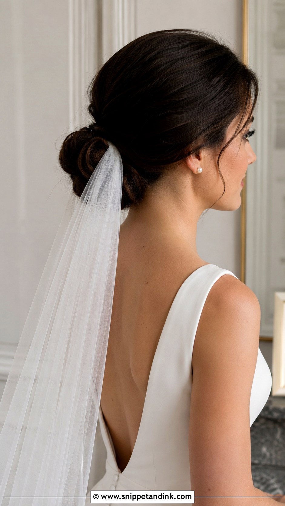 Low Bun With Veil - Snippet and Ink - 25 Bridal Up Do Ideas