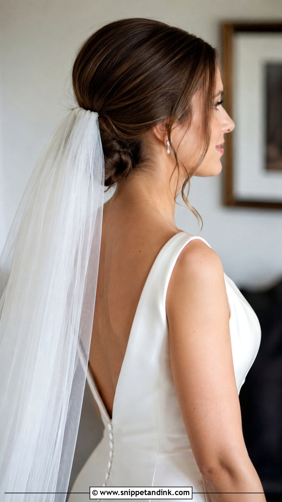 Low Bun With Veil - Snippet and Ink - 25 Loose Low Bun Wedding Hair Ideas
