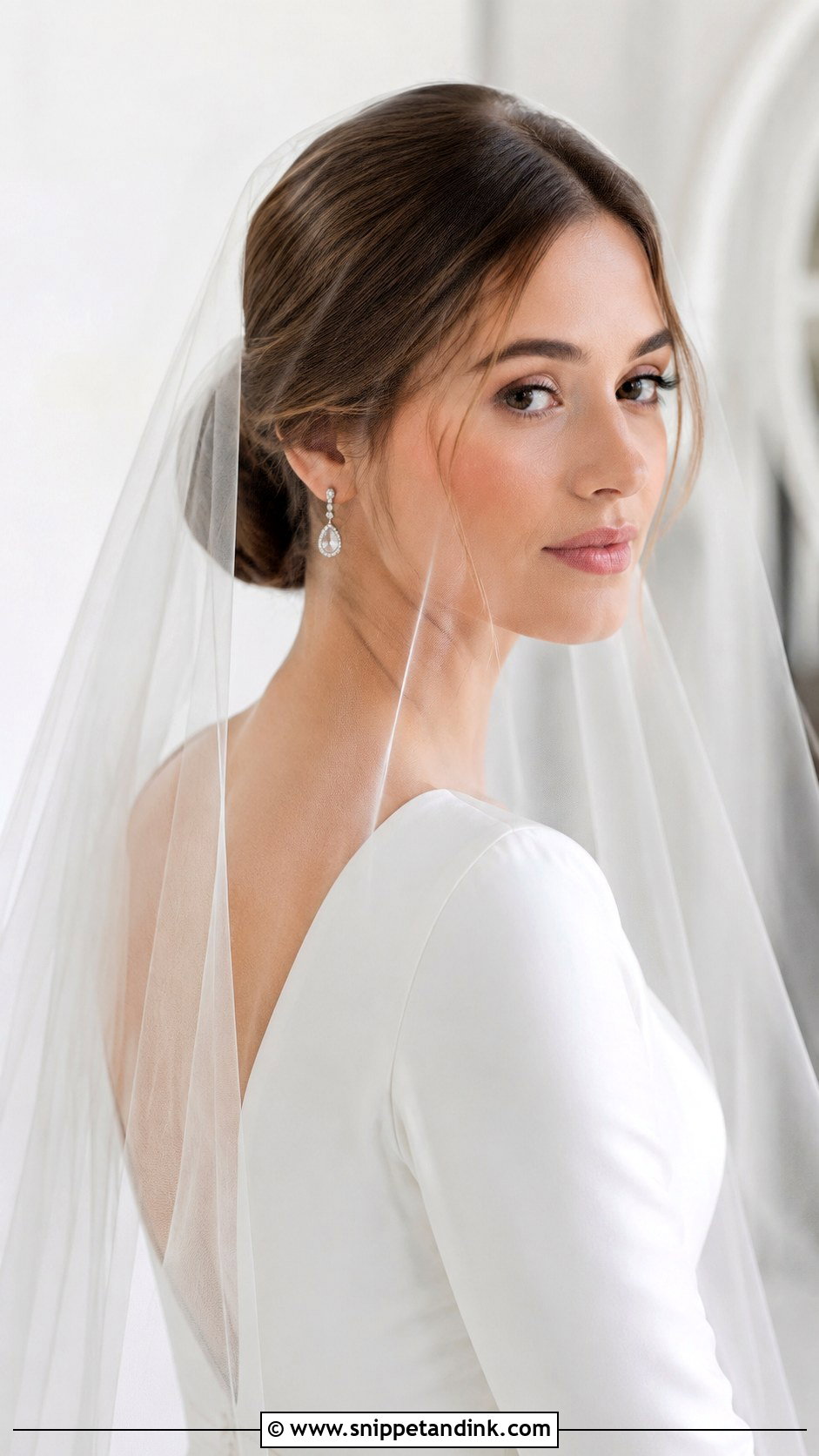 Low Bun With Veil - Snippet and Ink - 25 Low Bridal Bun Ideas