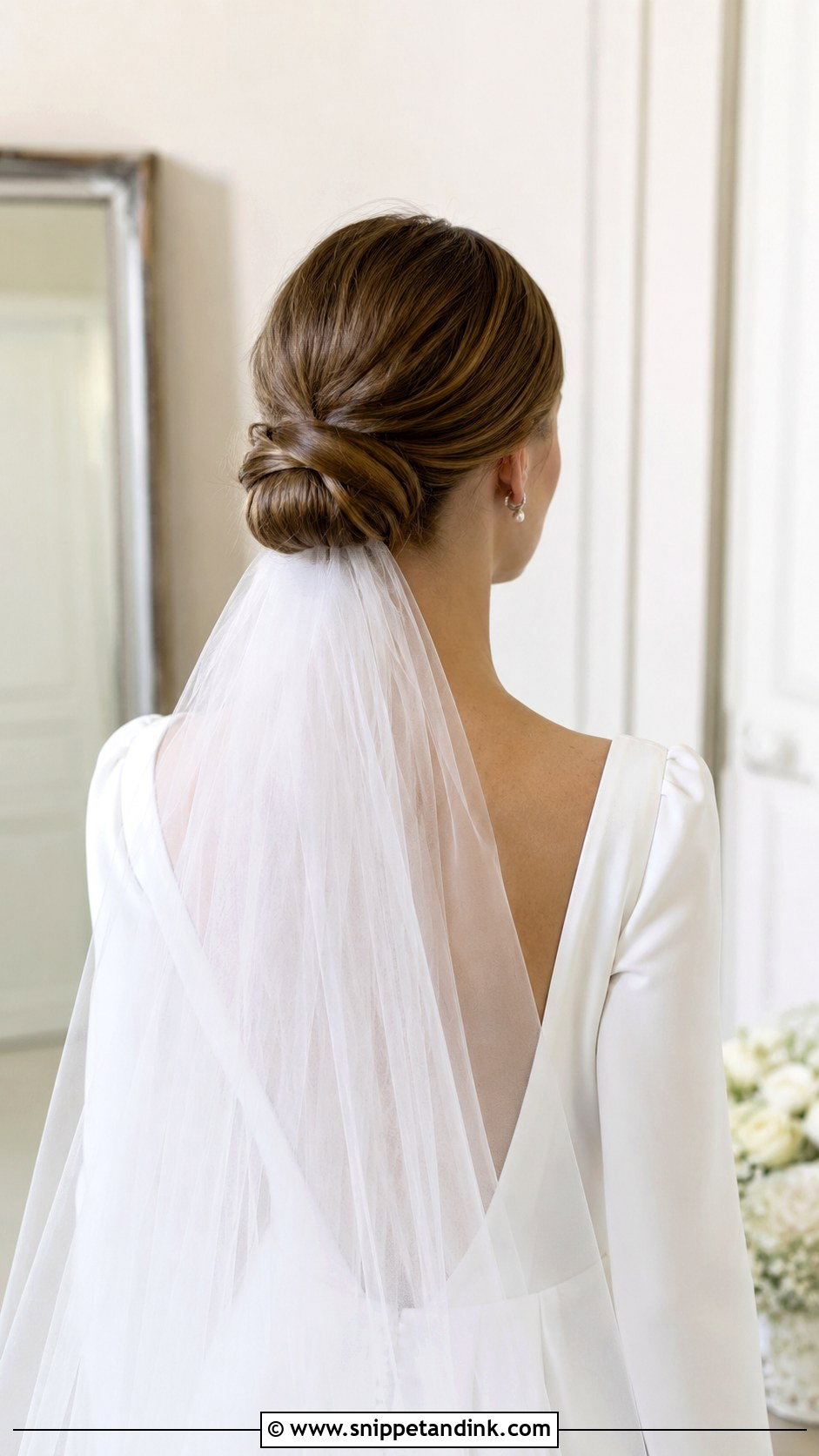 Low Bun With Veil Underneath - Snippet and Ink - 20 Low Wedding Updo Ideas