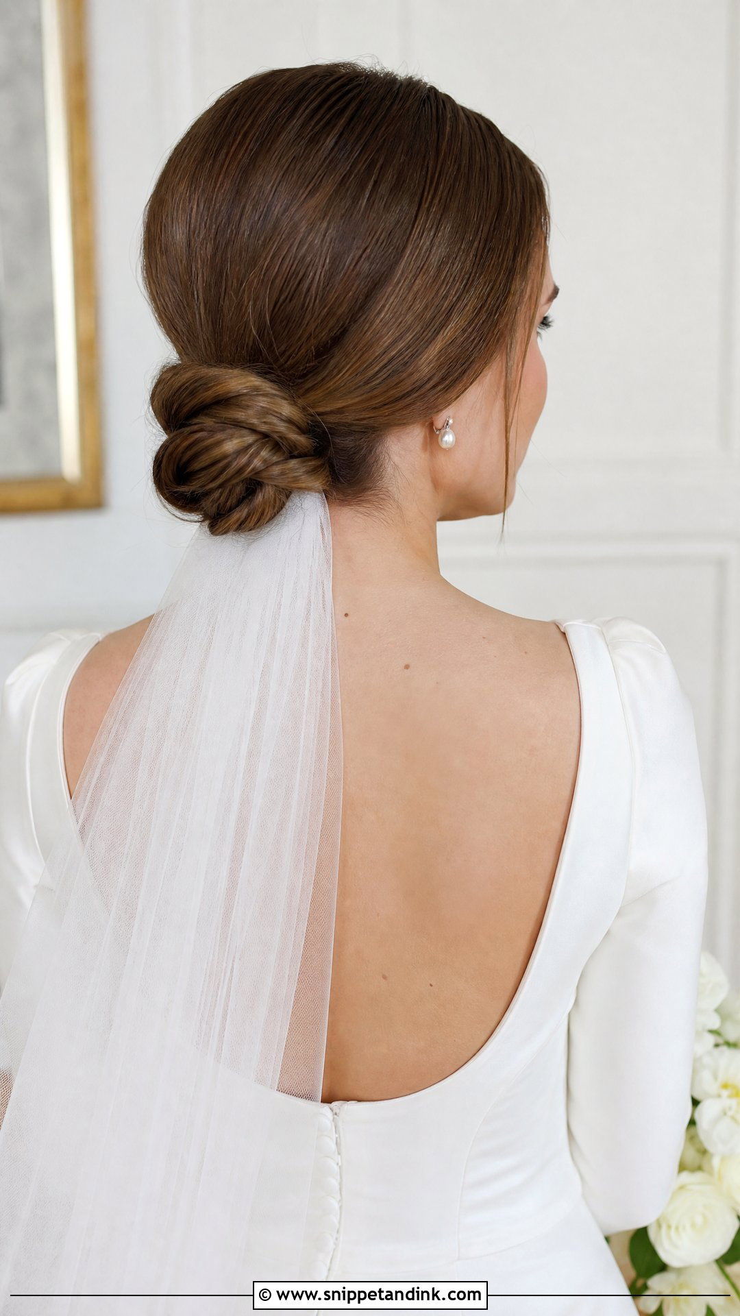 Low Bun With Veil Underneath - Snippet and Ink - 20 Bridal Low Bun Hairstyles