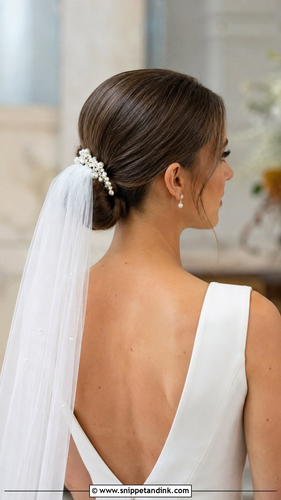 Low Bun With Veil for Brides - Snippet and Ink - 30 Wedding Hair Bun Ideas