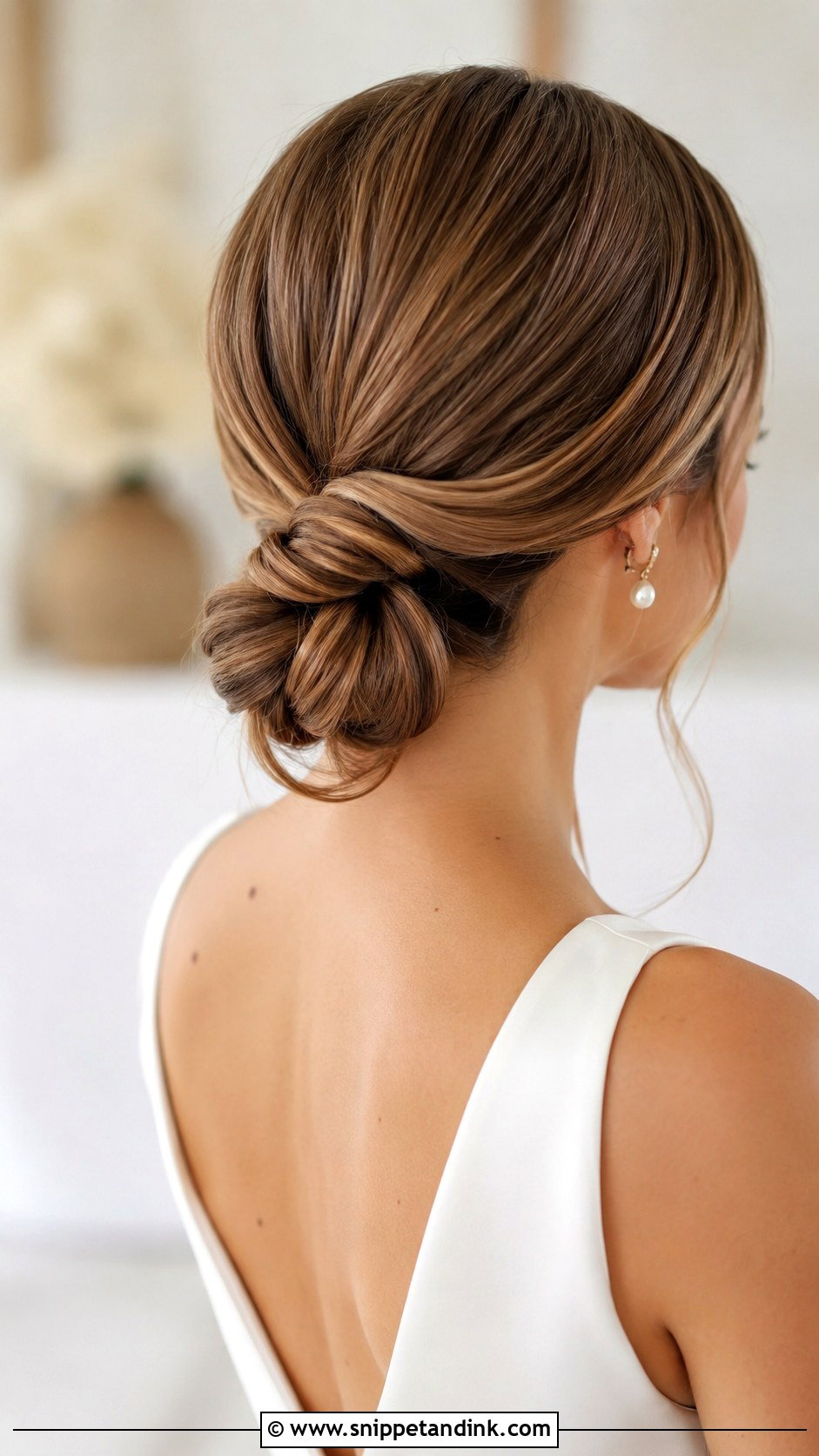 Low Bun With Wispy Bangs - Snippet and Ink - 30 Low Bun Bridal Hair Ideas
