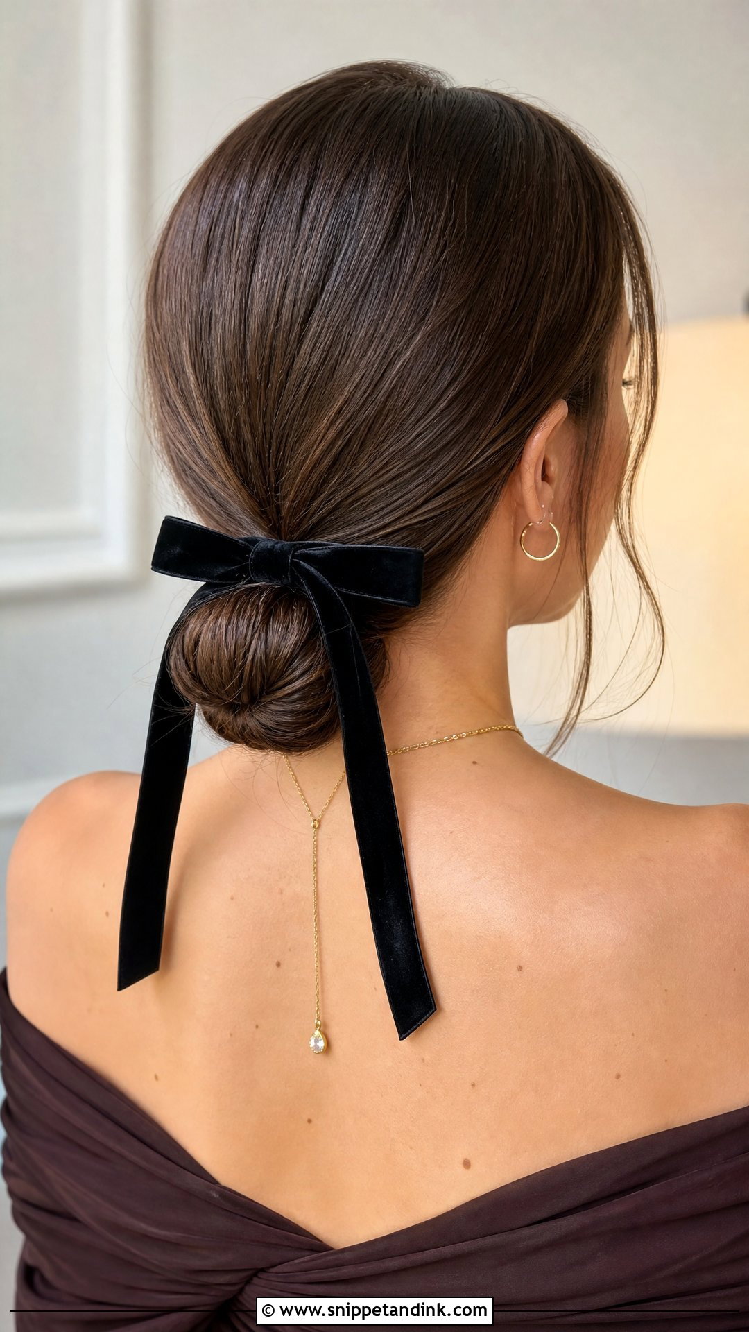 Low Bun With a Bow - Snippet and Ink - 20 Hairstyles for Join Wedding
