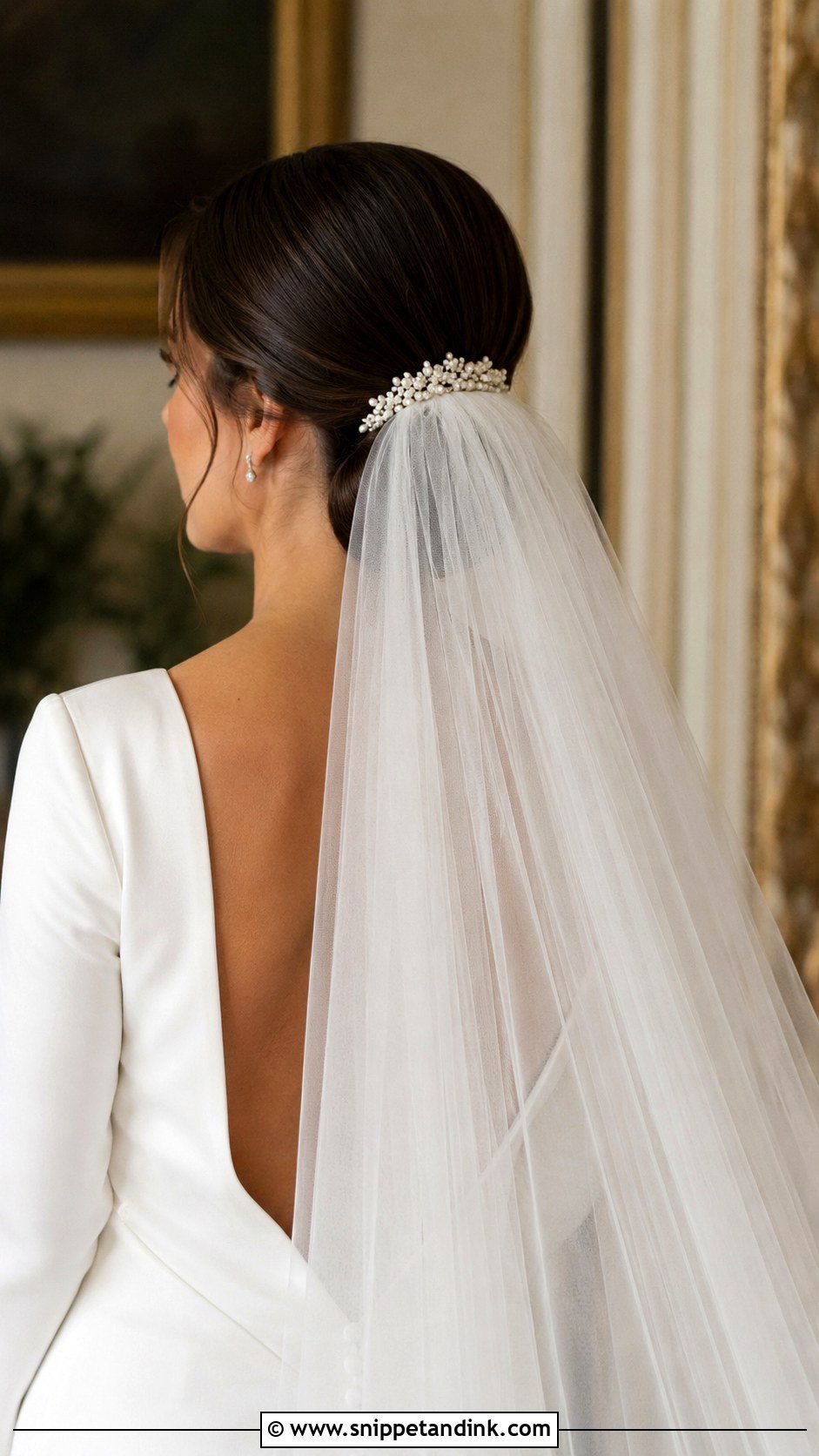 Low Bun With a Veil - Snippet and Ink - 20 Low Loose Bun Wedding Ideas