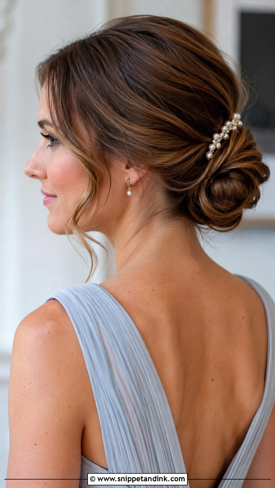 Low Bun for Long Hair Wedding Guest - Snippet and Ink - 20 Hair Styles for Long Hair Wedding Guest
