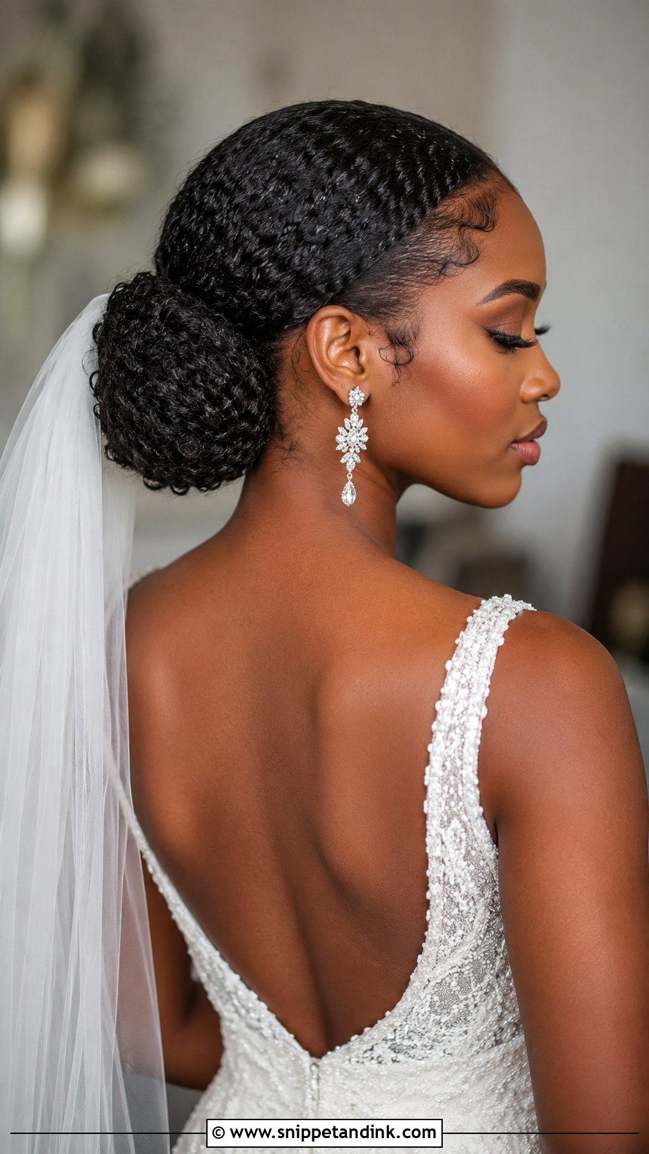 Low Bun for Natural Curly Hair - Snippet and Ink - 20 Wedding Hairstyles for Natural Hair