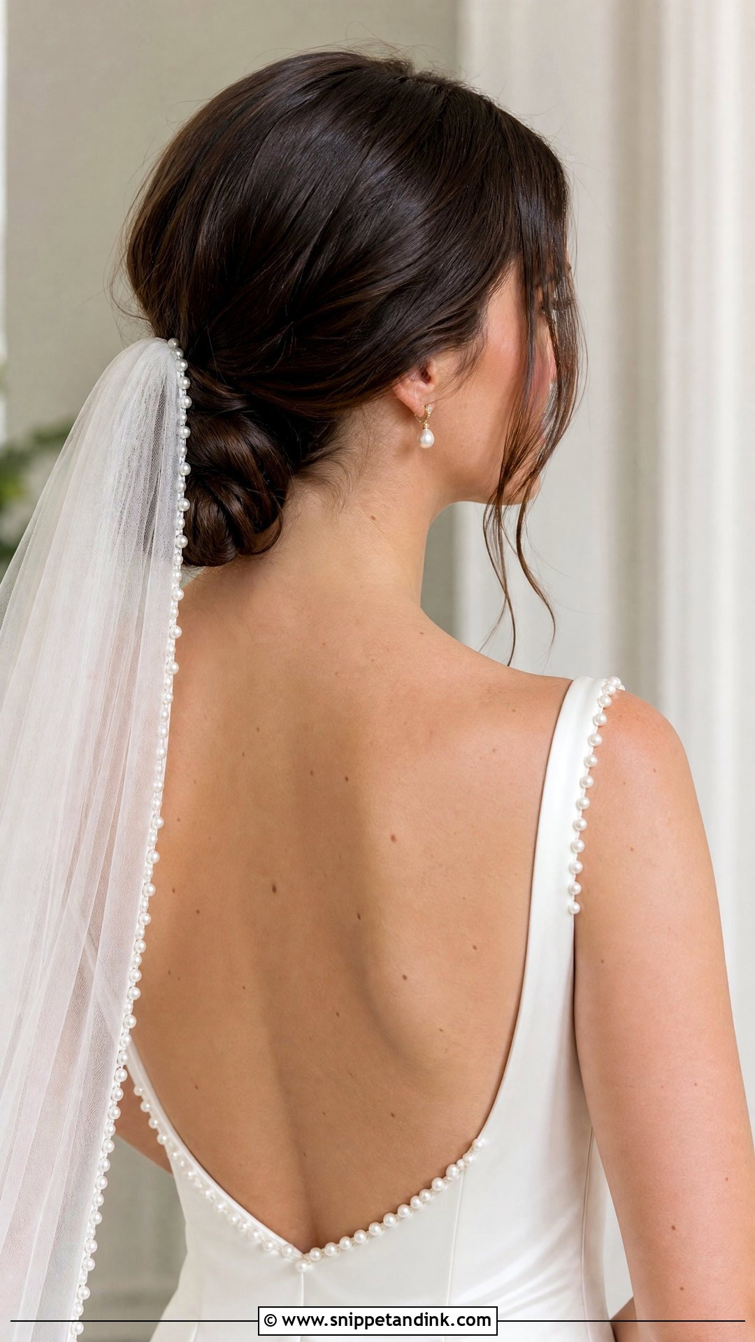 Low Bun for Short Bob Hair - Snippet and Ink - 20 Short Hair Bridal Styles