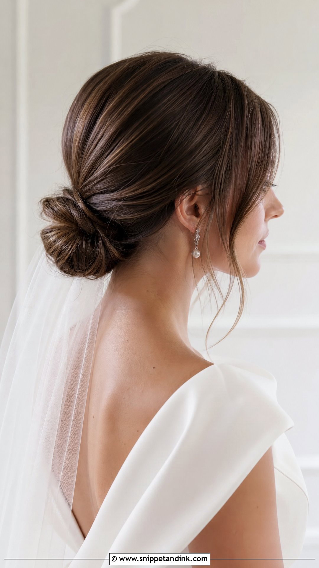 Low Bun for Short Hair - Snippet and Ink - 20 Short Hair Wedding Ideas