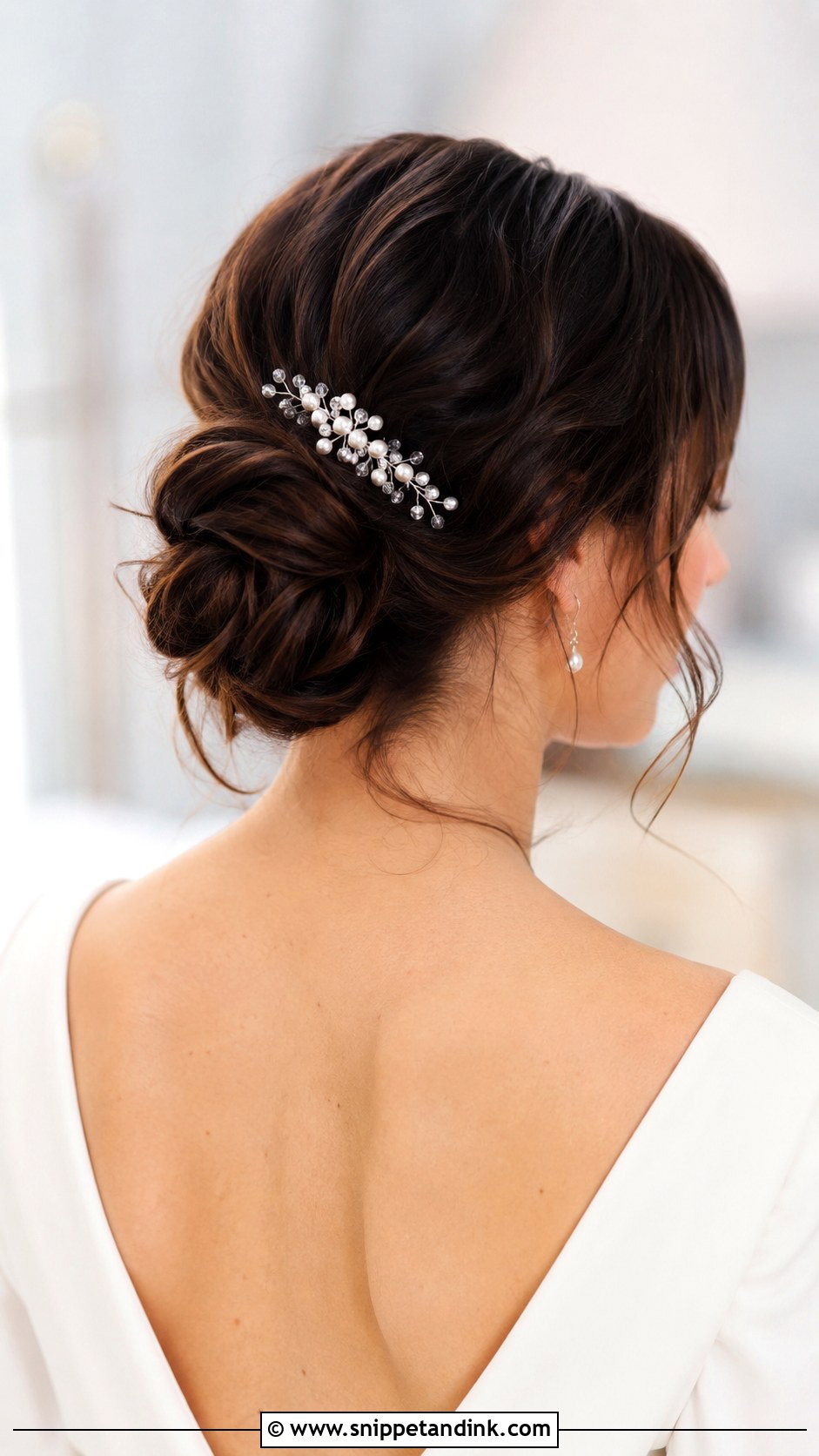 Low Bun for Short Hair - Snippet and Ink - 25 Hair Styles for Short Hair for Weddings